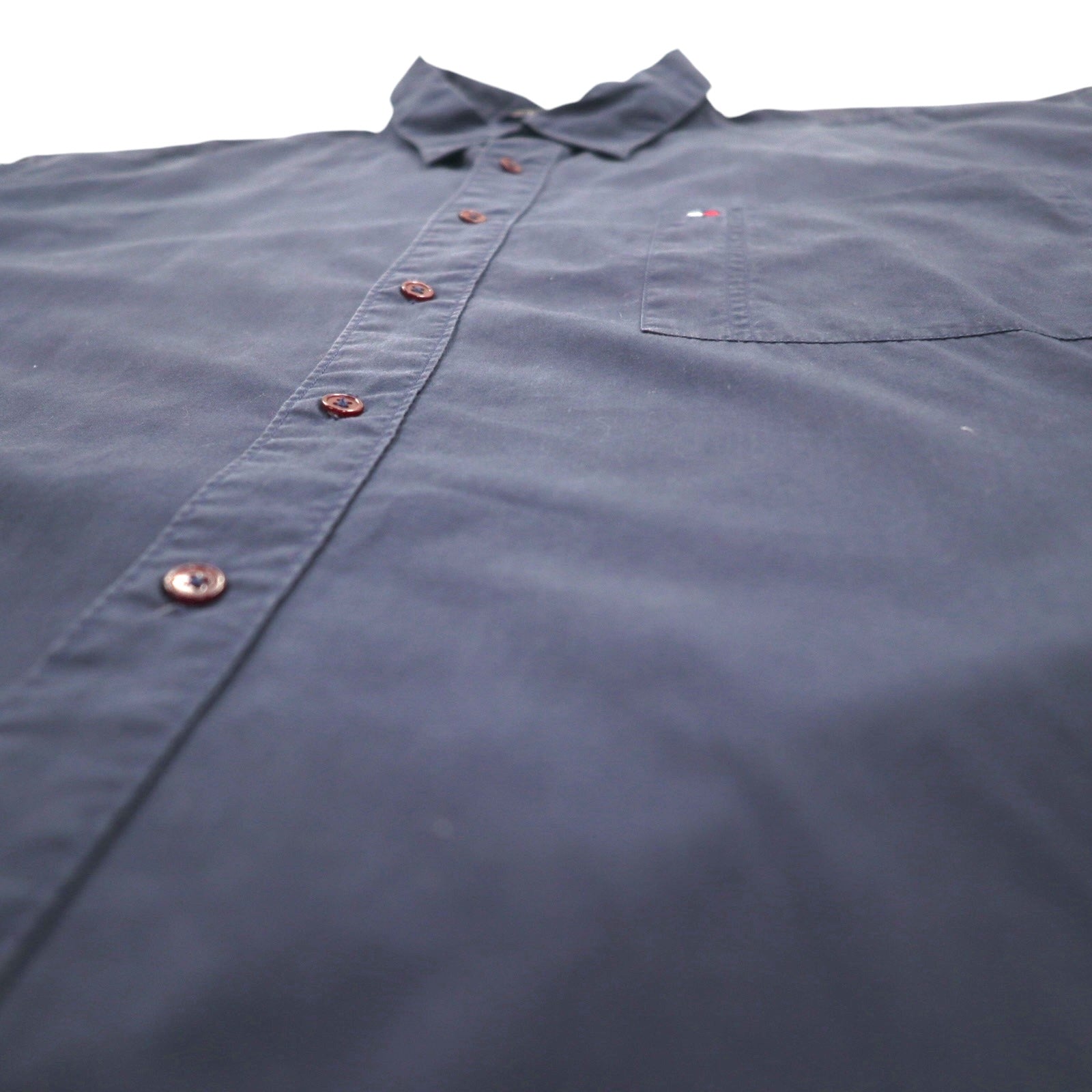 TOMMY HILFIGER anni '90 camicia elegante XXL blu navy taschino sul petto oversize logo