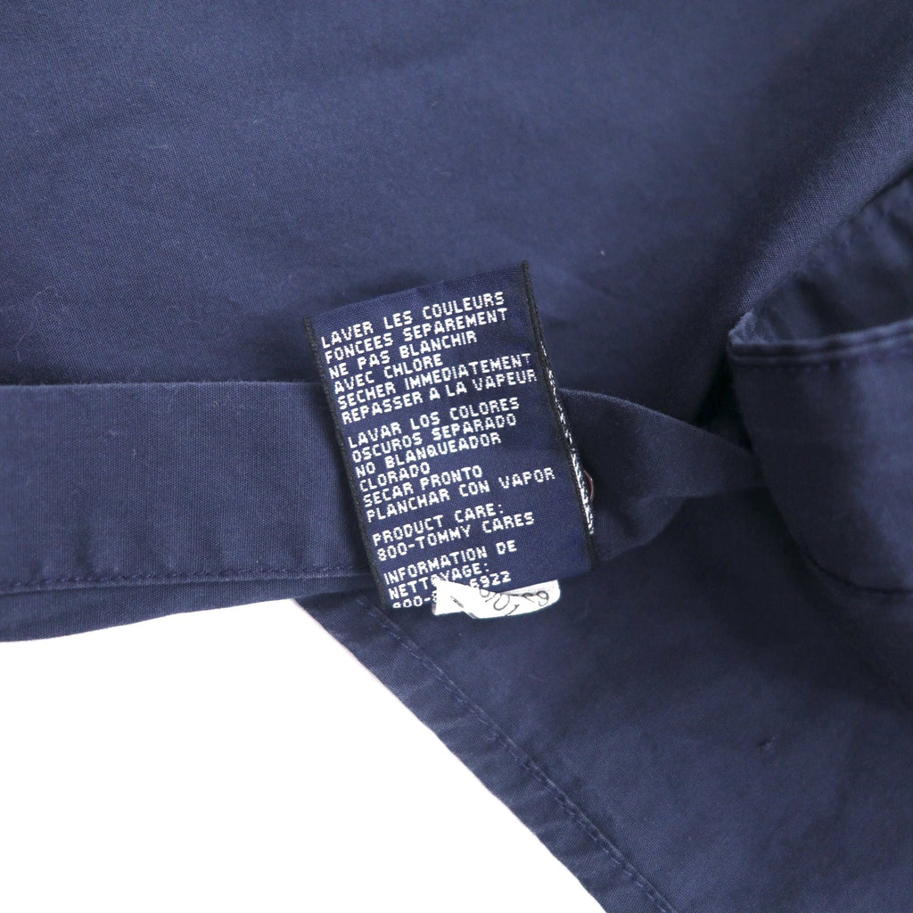 TOMMY HILFIGER anni '90 camicia elegante XXL blu navy taschino sul petto oversize logo