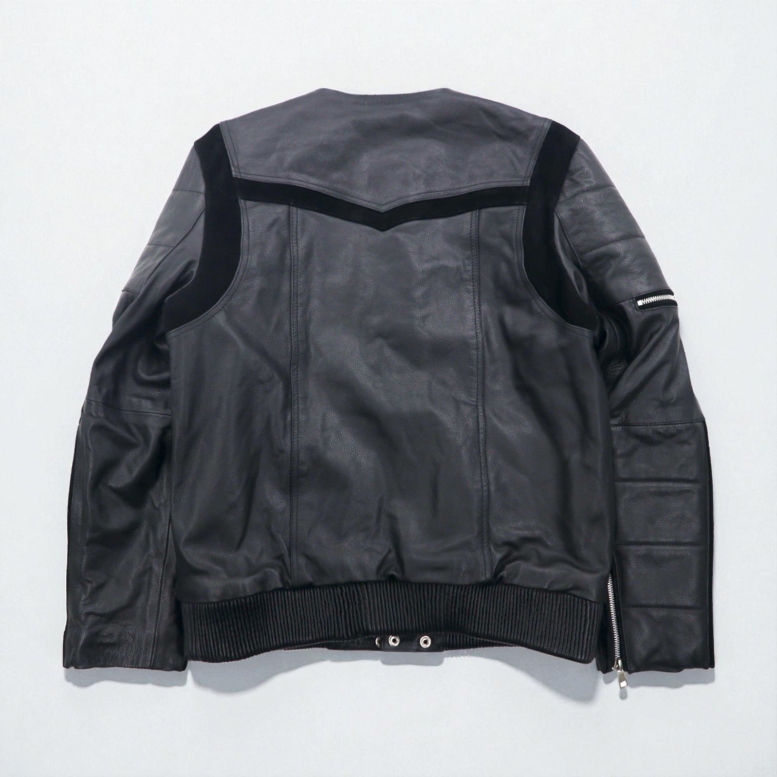 WILLIAM WETSH シングル ライダース バイカー ジャケット L スエード切替 コンビ リブ デザイン