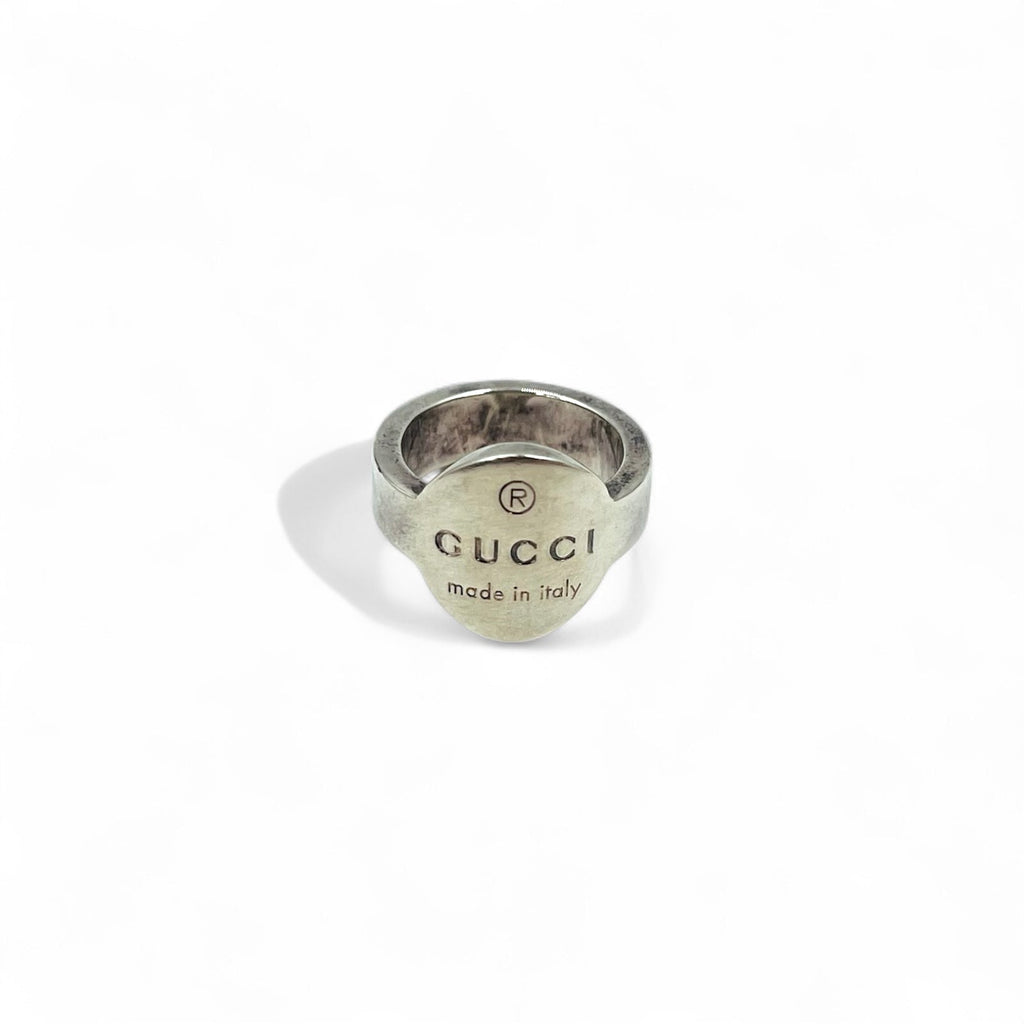 GUCCI トレードマーク オーバル ロゴ リング 10号 シルバー 925