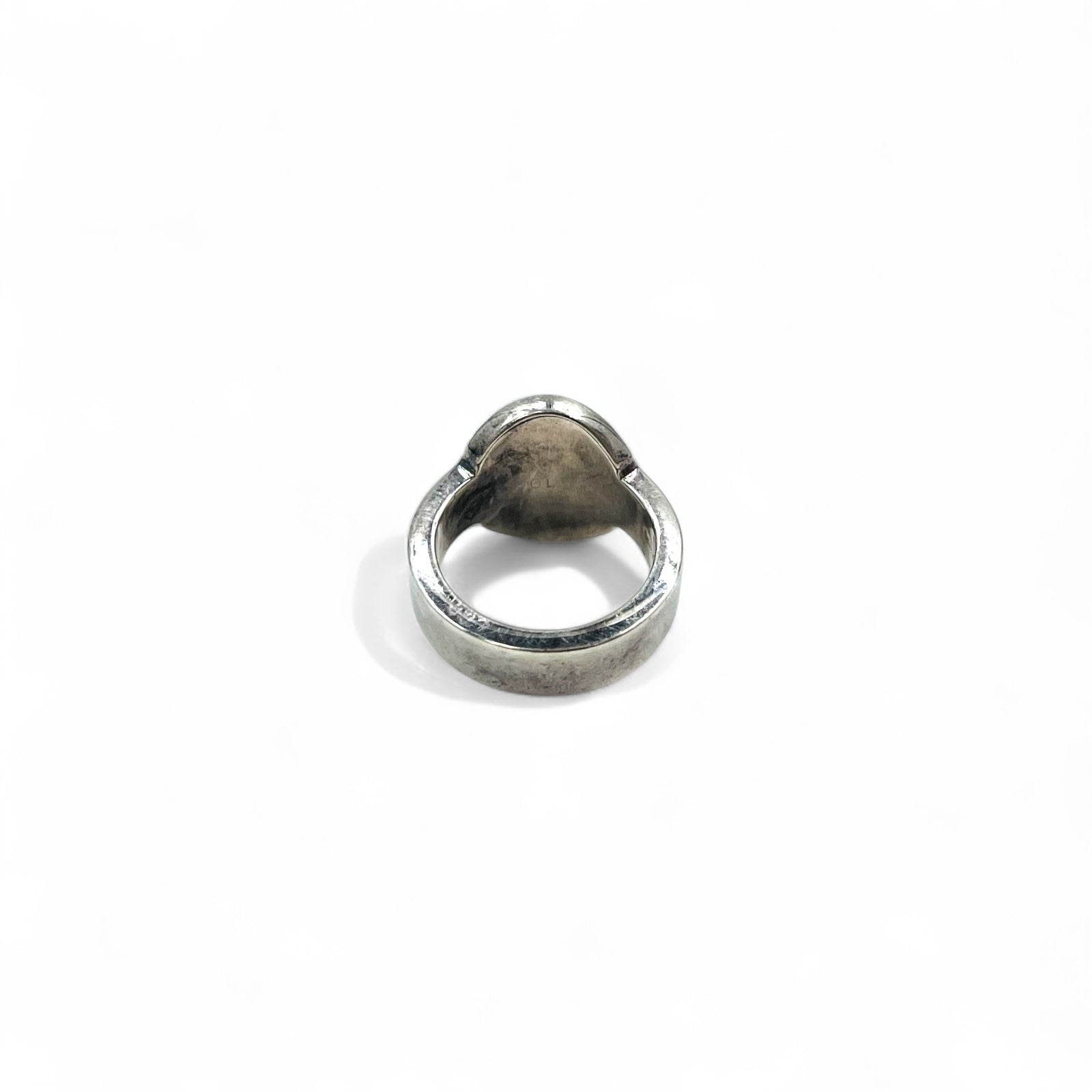 GUCCI Anello ovale con logo Trademark, taglia 10, argento 925