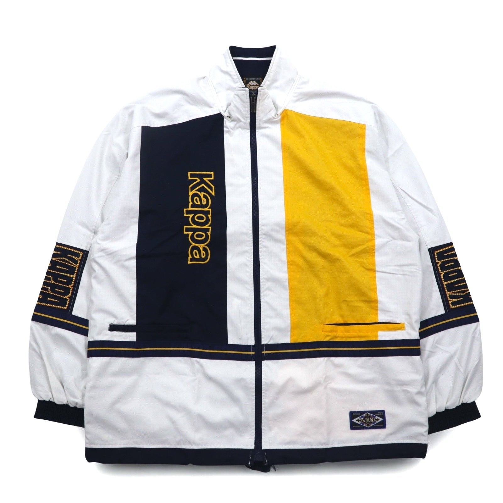 KAPPA Anni '90 Track Jacket Tuta XL Bianco Color Block Fodera in rete Logo ricamato