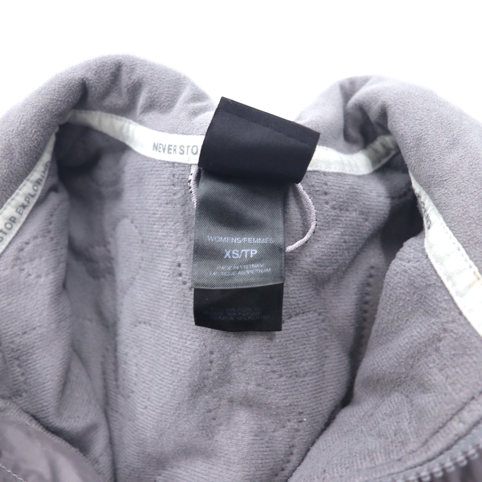 THE NORTH FACE フリースライナー インサレーションジャケット 中綿 XS グレー ポリエステル ロゴ 刺繍 ドローコード