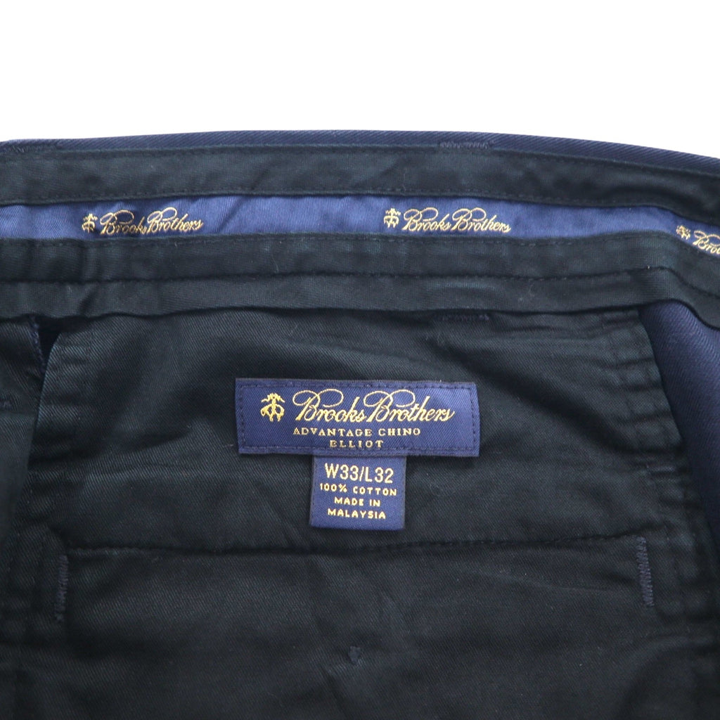 Brooks Brothers ADVANTAGE CHINO ELLIOT 2タック ワイド チノパンツ M ネイビー コットン