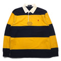Polo by Ralph Lauren anni '90, maglietta rugby a righe, taglia S, gialla, cotone, ricamo piccolo pony
