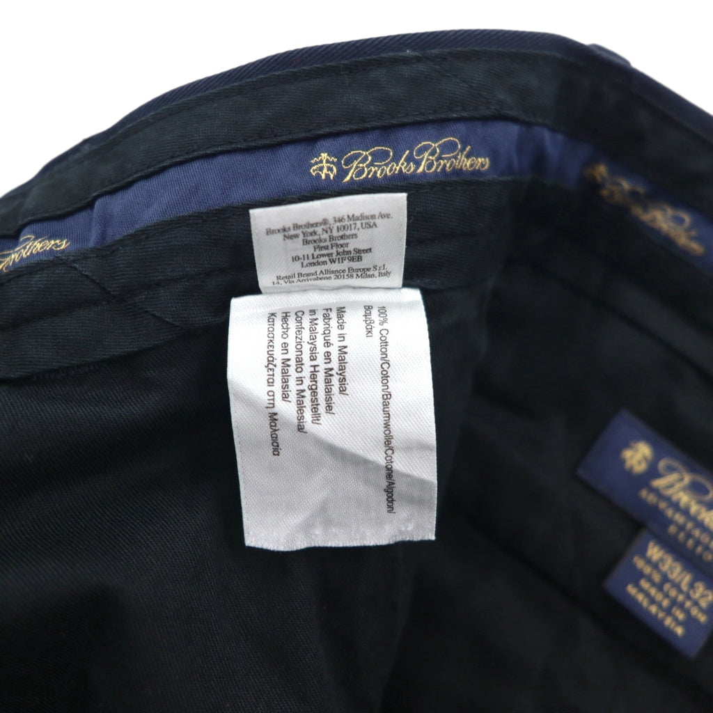 Brooks Brothers ADVANTAGE CHINO ELLIOT 2タック ワイド チノパンツ M ネイビー コットン