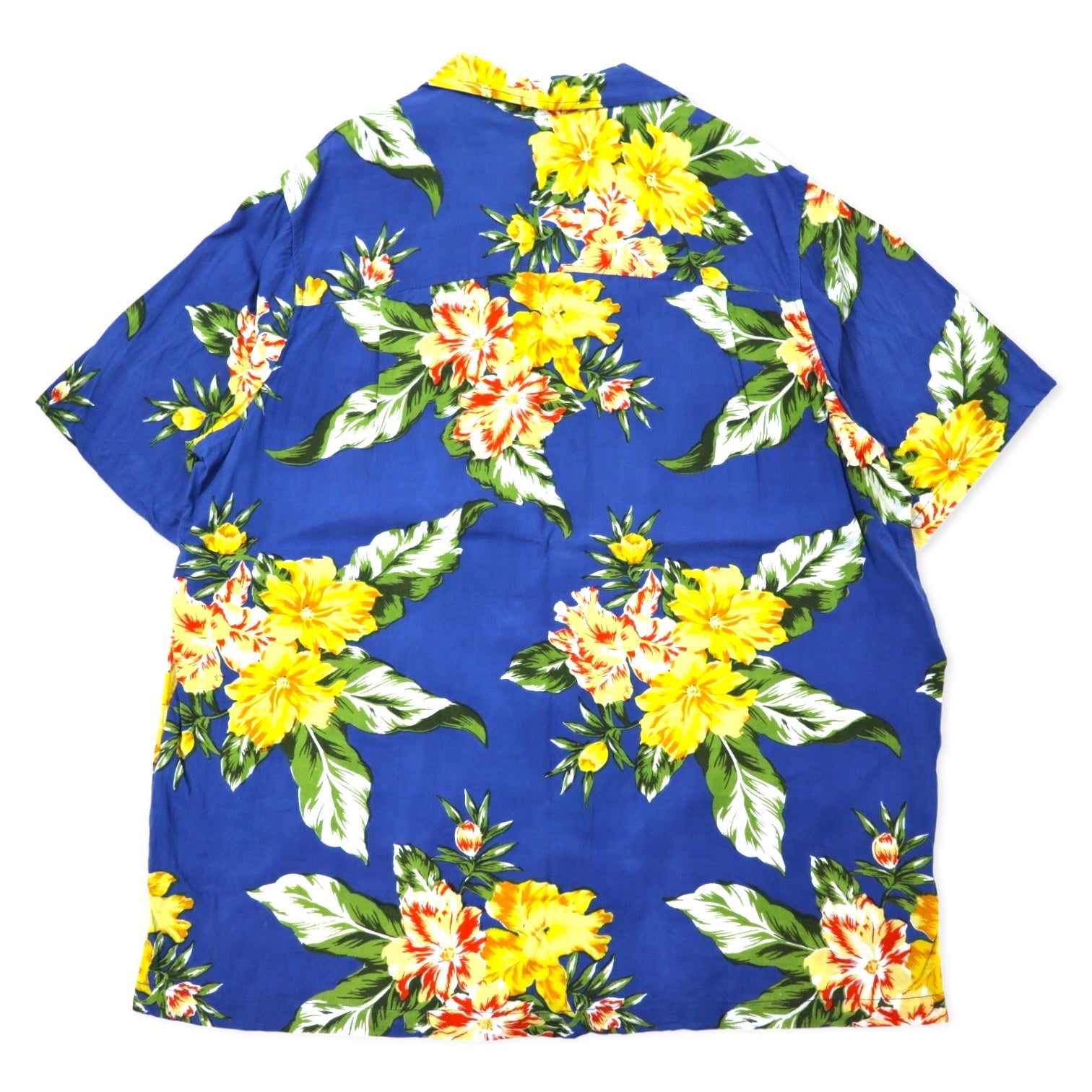 Camicia hawaiana KING SIZE anni '90, collo aperto, 2XL, blu, rayon, motivo floreale, taglia grande