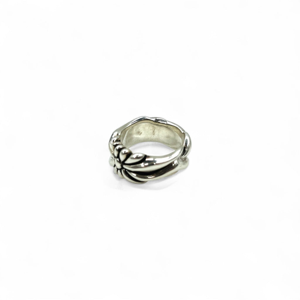 Anello vintage in argento con fiore, croce floreale, taglia 17, in argento 925