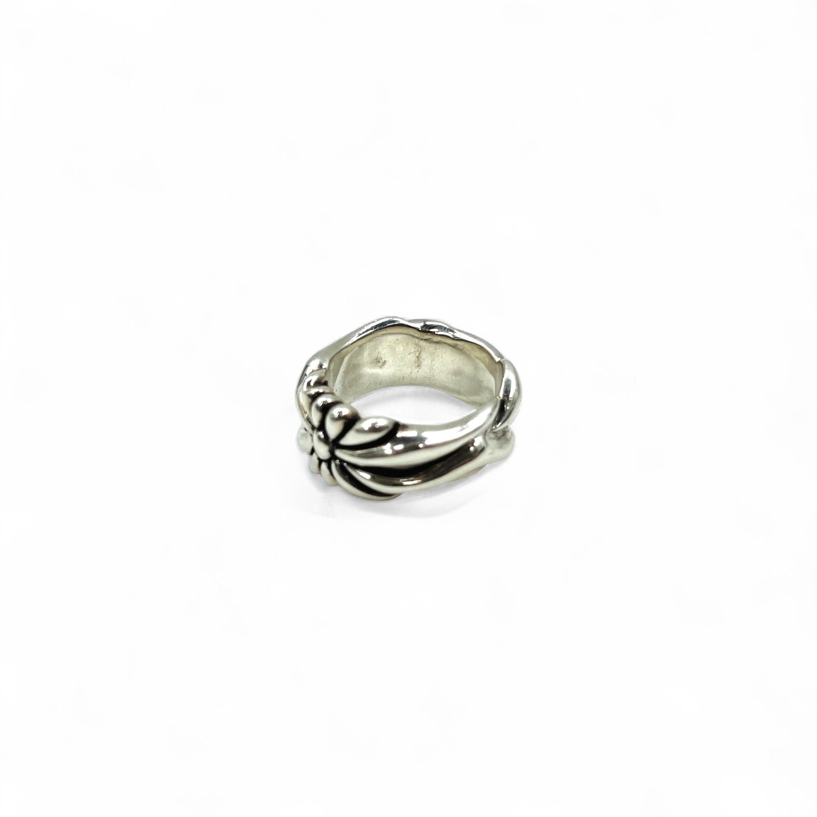 Anello vintage in argento con fiore, croce floreale, taglia 17, in argento 925