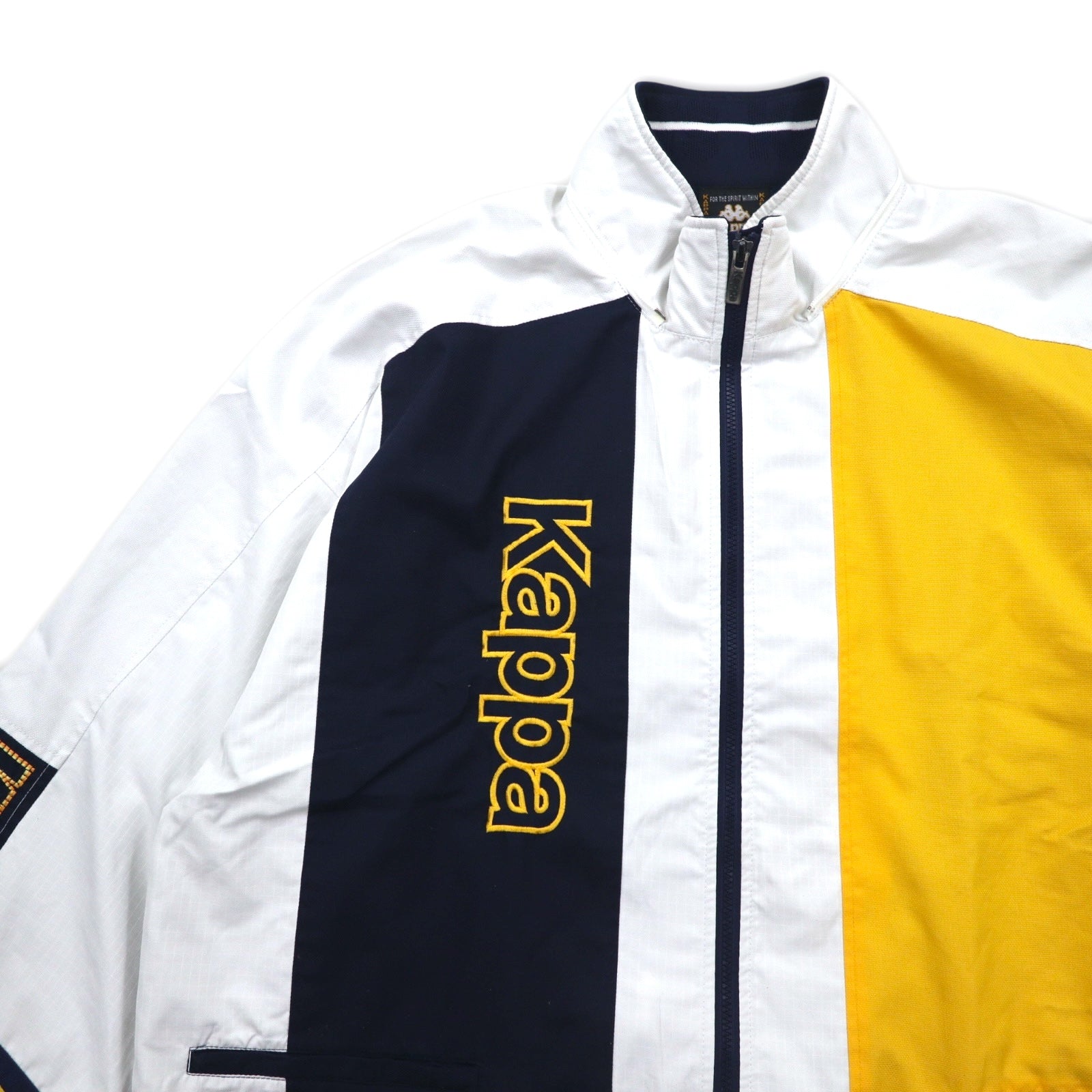 KAPPA Anni '90 Track Jacket Tuta XL Bianco Color Block Fodera in rete Logo ricamato