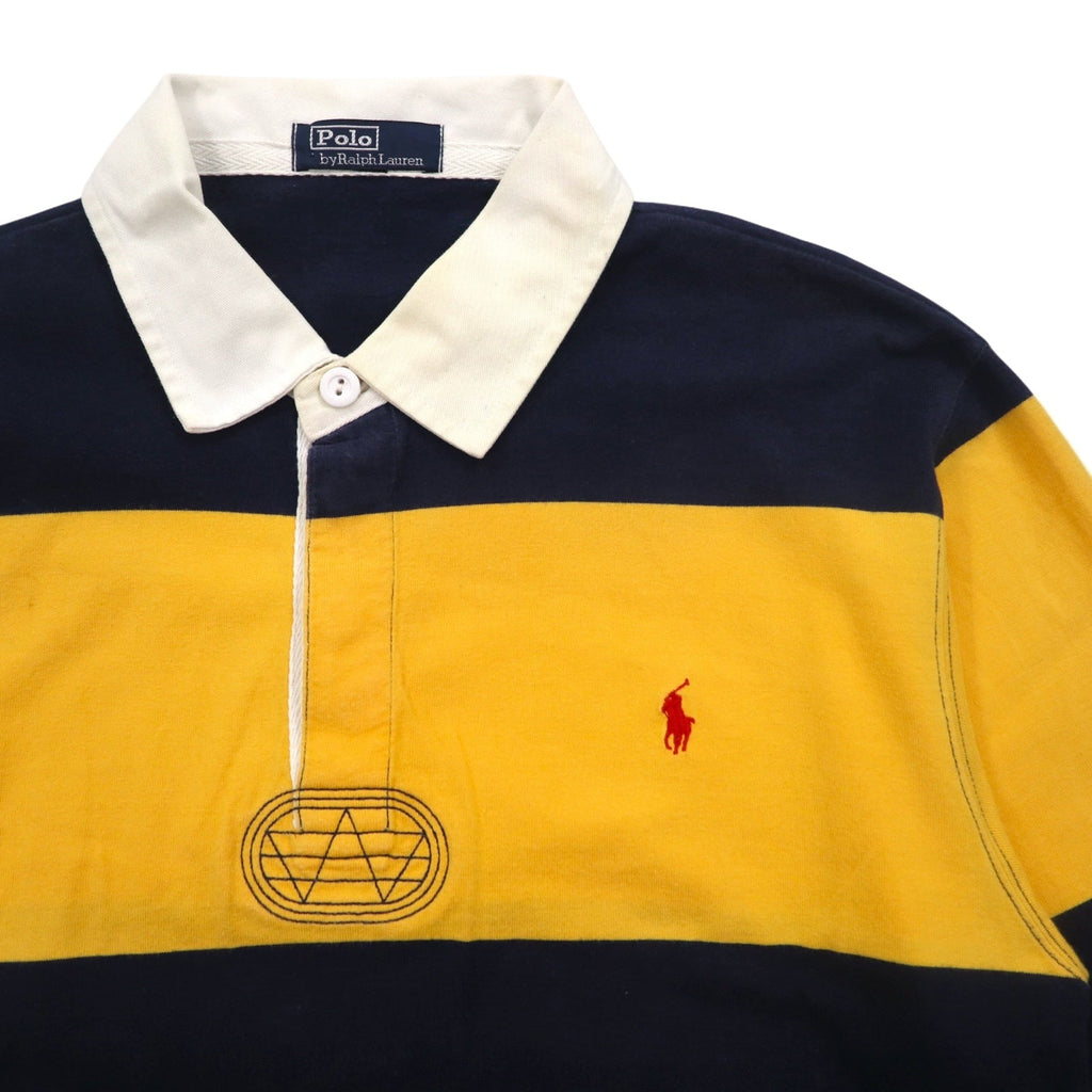 Polo by Ralph Lauren anni '90, maglietta rugby a righe, taglia S, gialla, cotone, ricamo piccolo pony