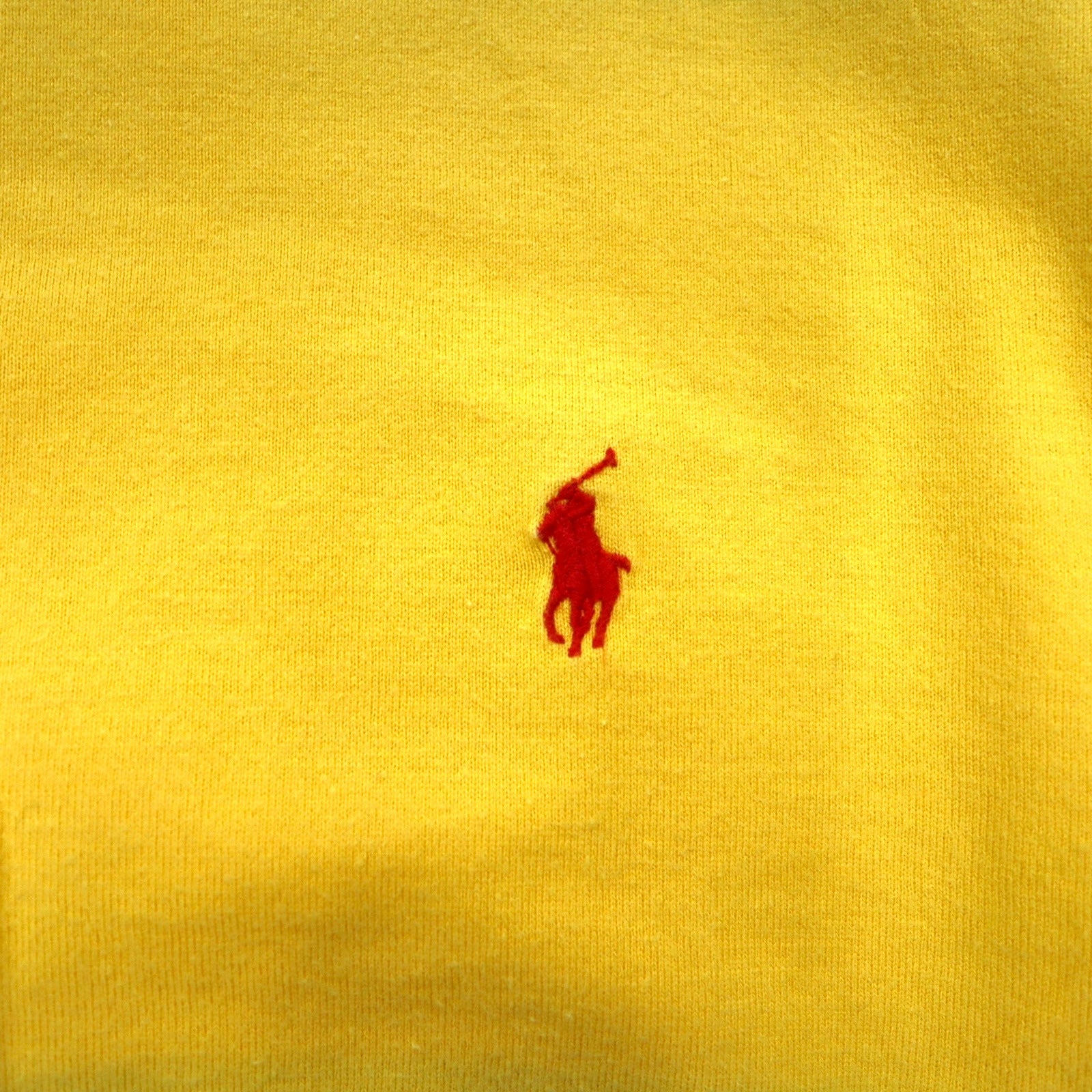 Polo by Ralph Lauren anni '90, maglietta rugby a righe, taglia S, gialla, cotone, ricamo piccolo pony