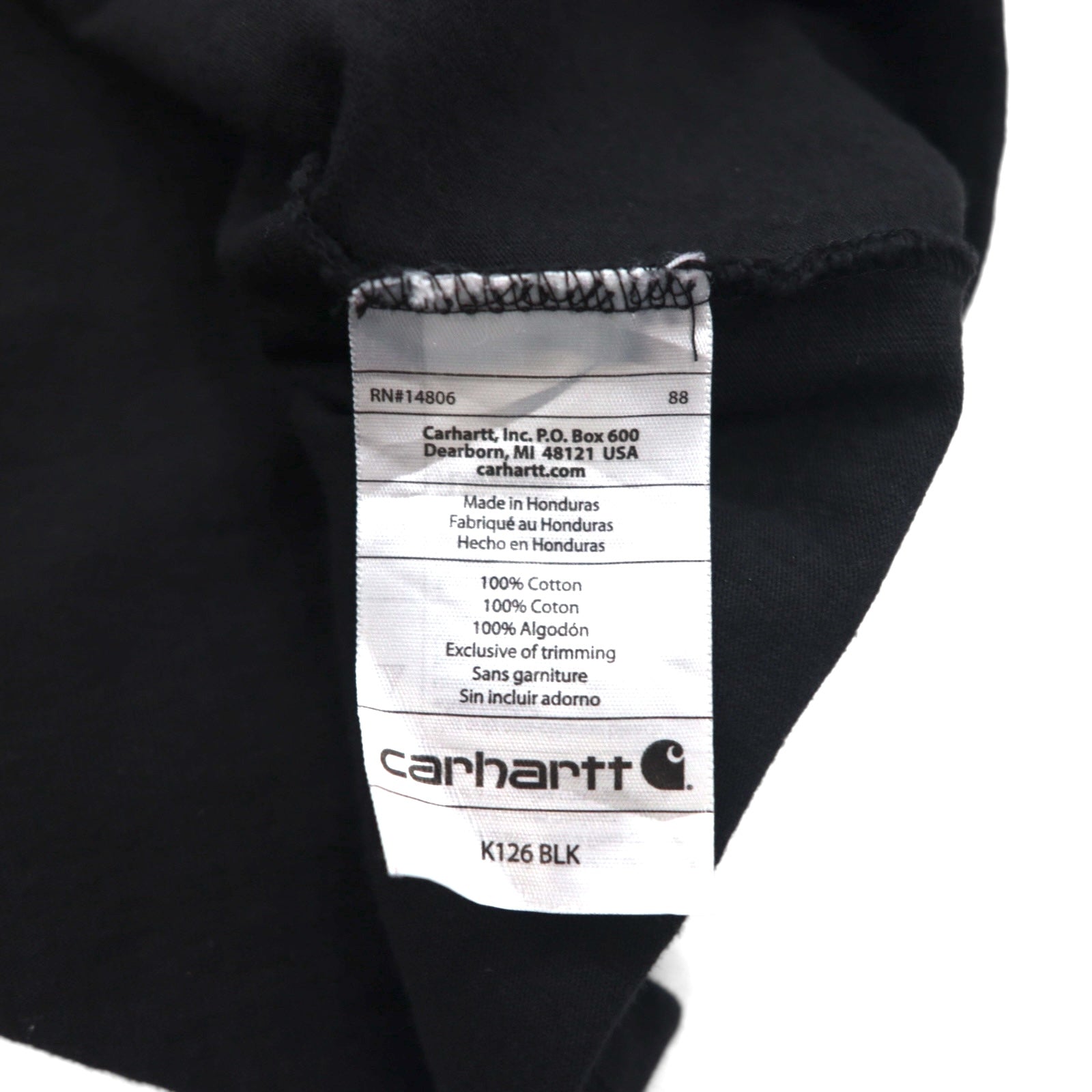Carhartt Original Fit T-shirt a manica lunga Nera in cotone L TALL ORIGINAL FIT
