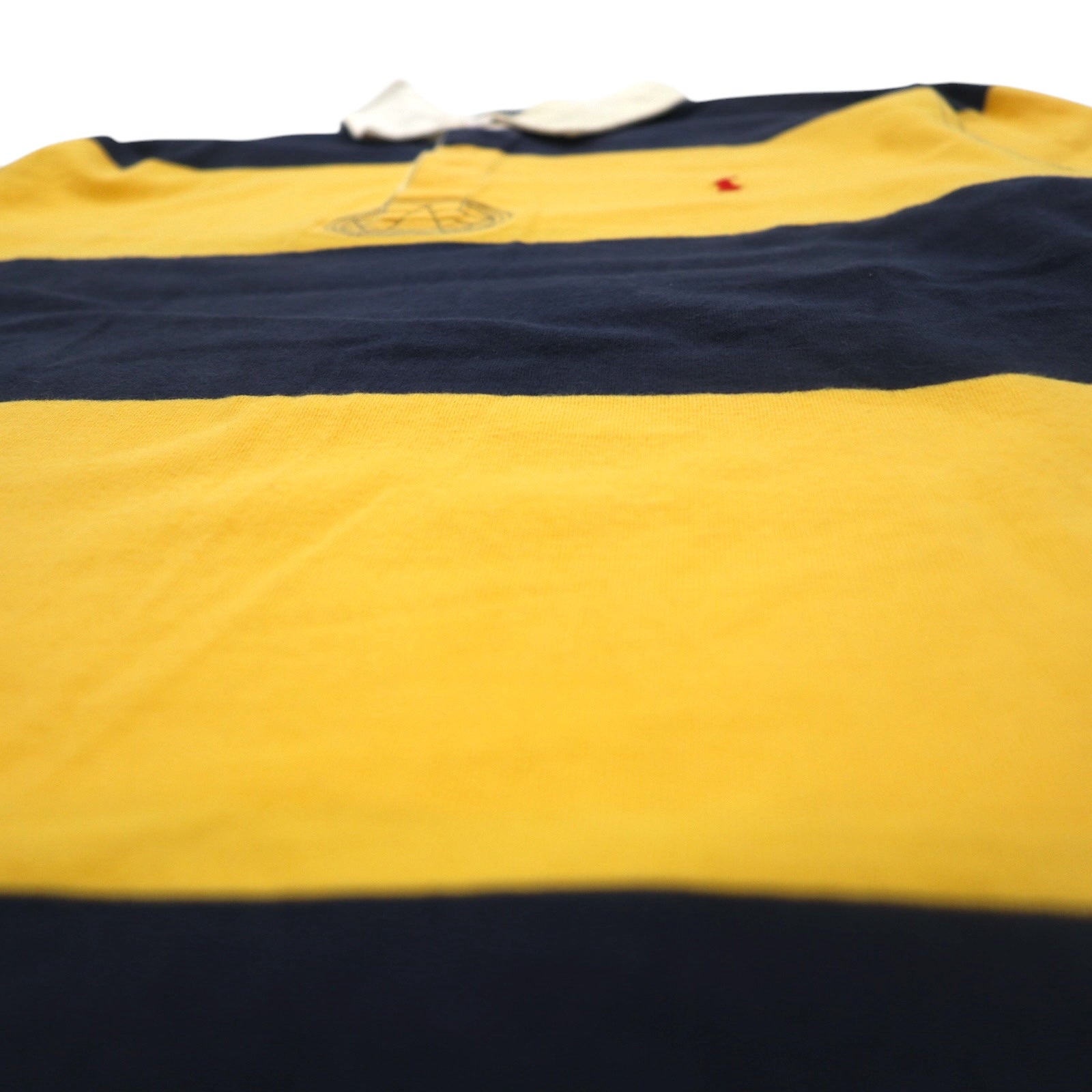 Polo by Ralph Lauren anni '90, maglietta rugby a righe, taglia S, gialla, cotone, ricamo piccolo pony