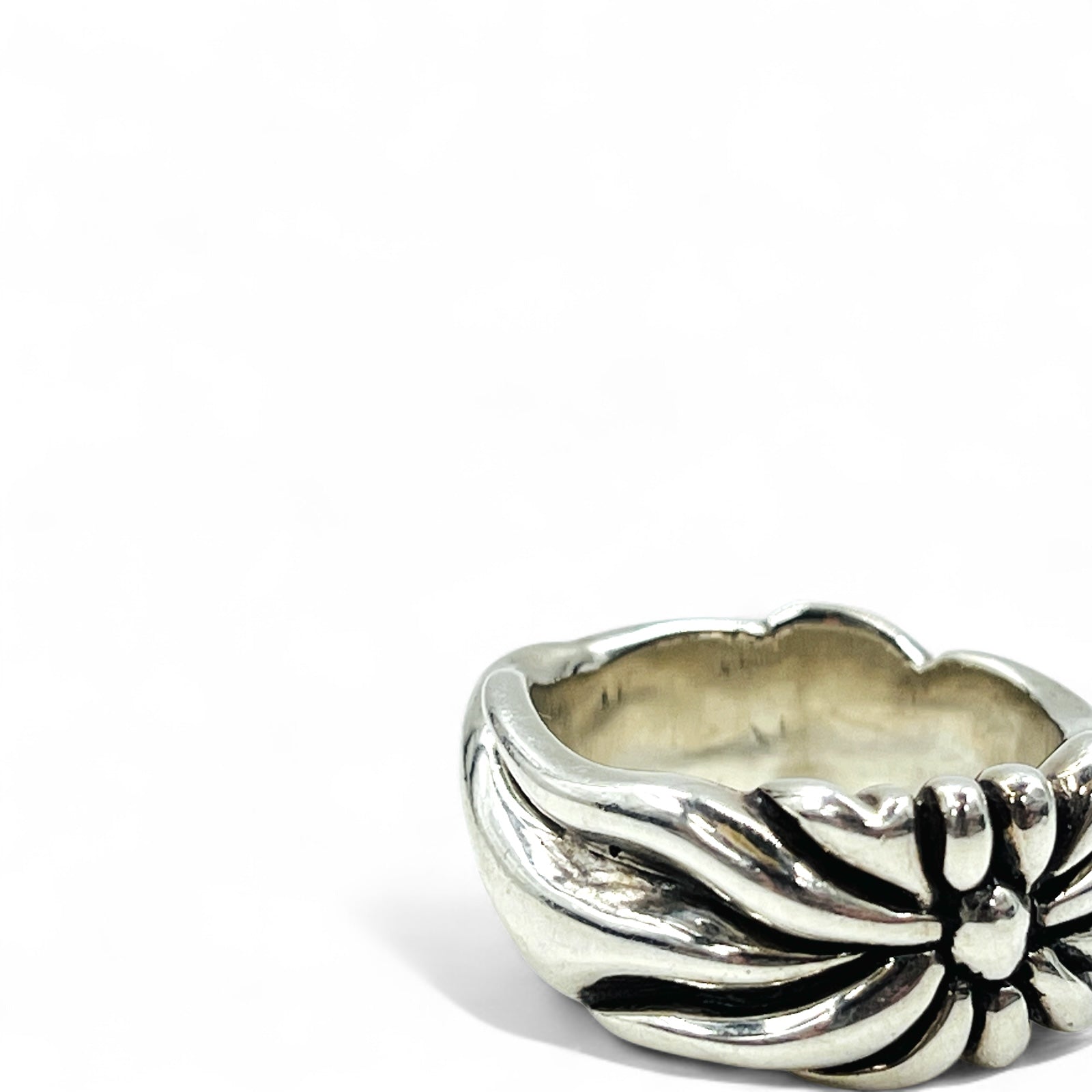 Anello vintage in argento con fiore, croce floreale, taglia 17, in argento 925