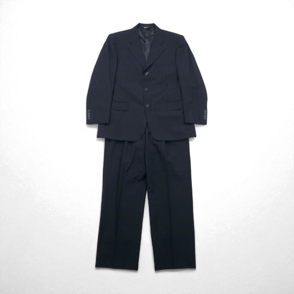 Brooks Brothers Completo 3 bottoni M Blu scuro Gessato Lana Fatto in Giappone