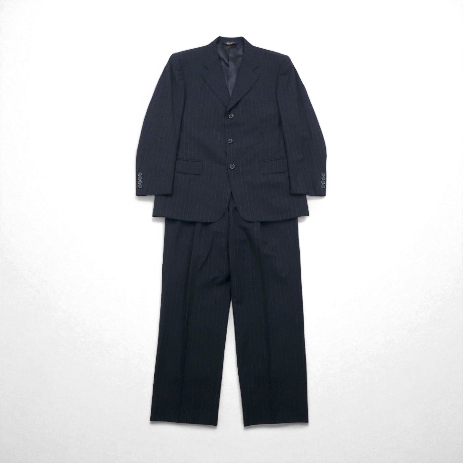 Brooks Brothers Completo 3 bottoni M Blu scuro Gessato Lana Fatto in Giappone