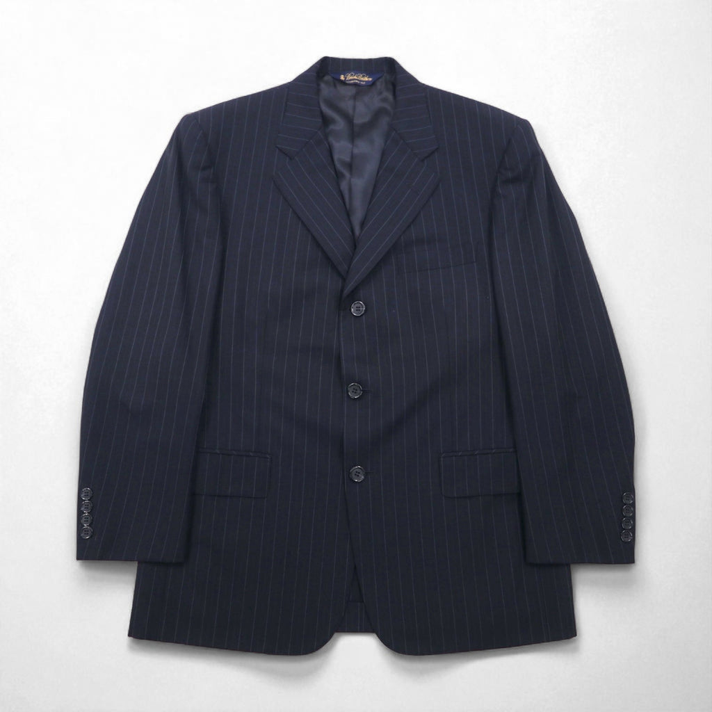 Brooks Brothers Completo 3 bottoni M Blu scuro Gessato Lana Fatto in Giappone