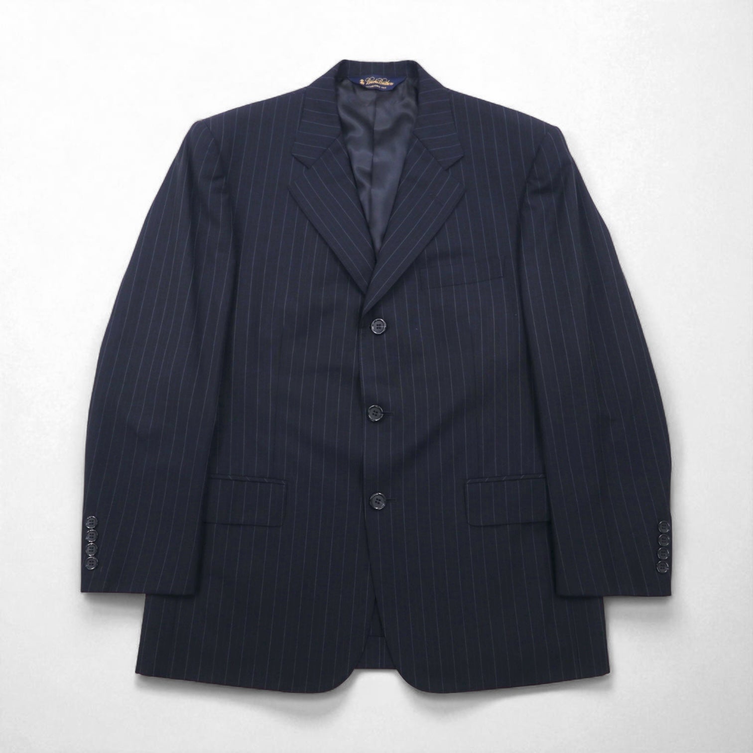 Brooks Brothers Completo 3 bottoni M Blu scuro Gessato Lana Fatto in Giappone