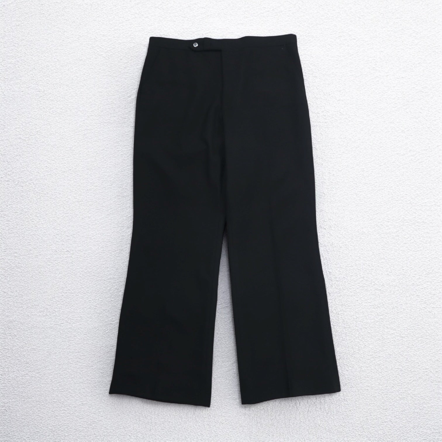 Pantalone vintage anni '70 a zampa d'elefante con piega centrale, taglia L, nero, cerniera Rocket TALON