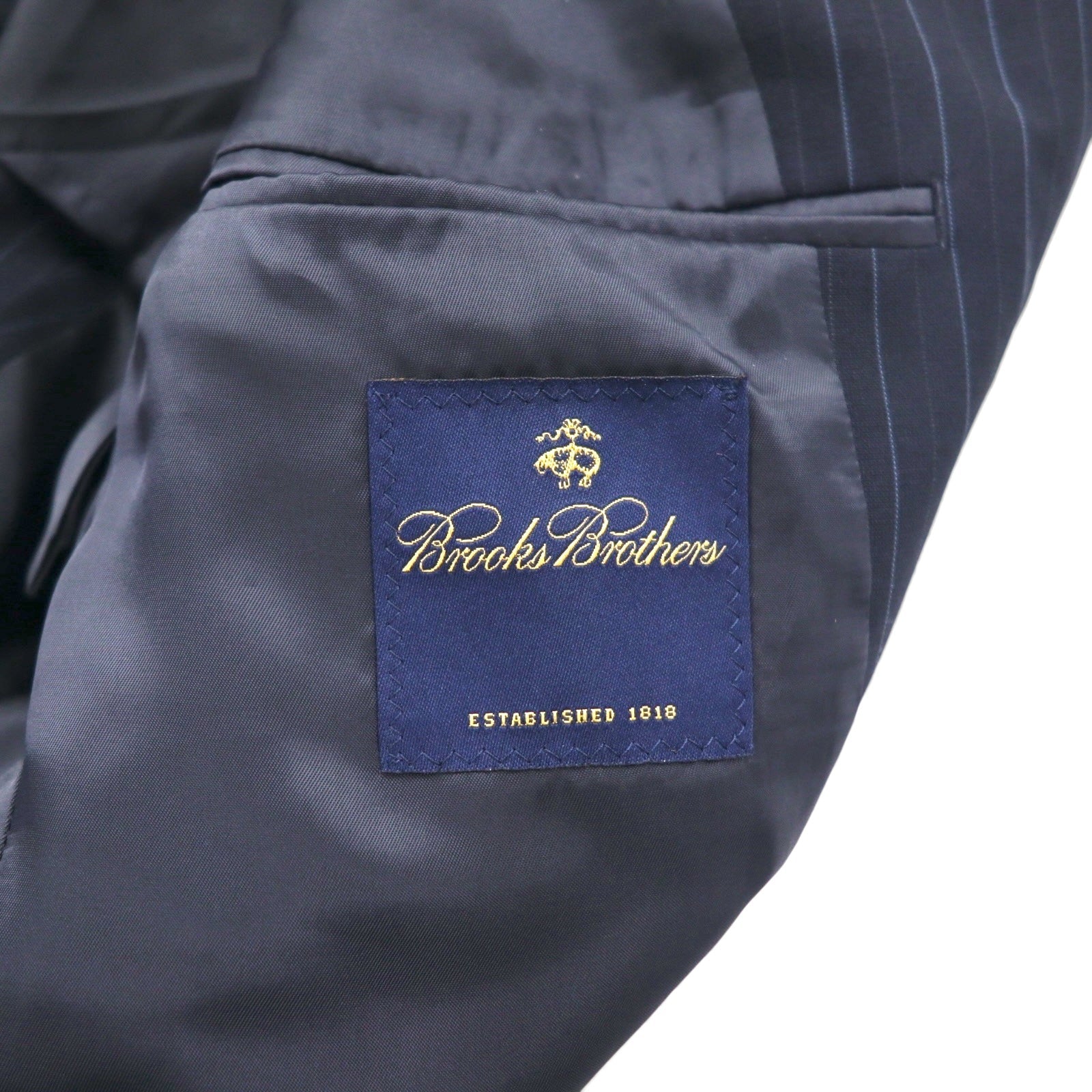 Brooks Brothers Completo 3 bottoni M Blu scuro Gessato Lana Fatto in Giappone