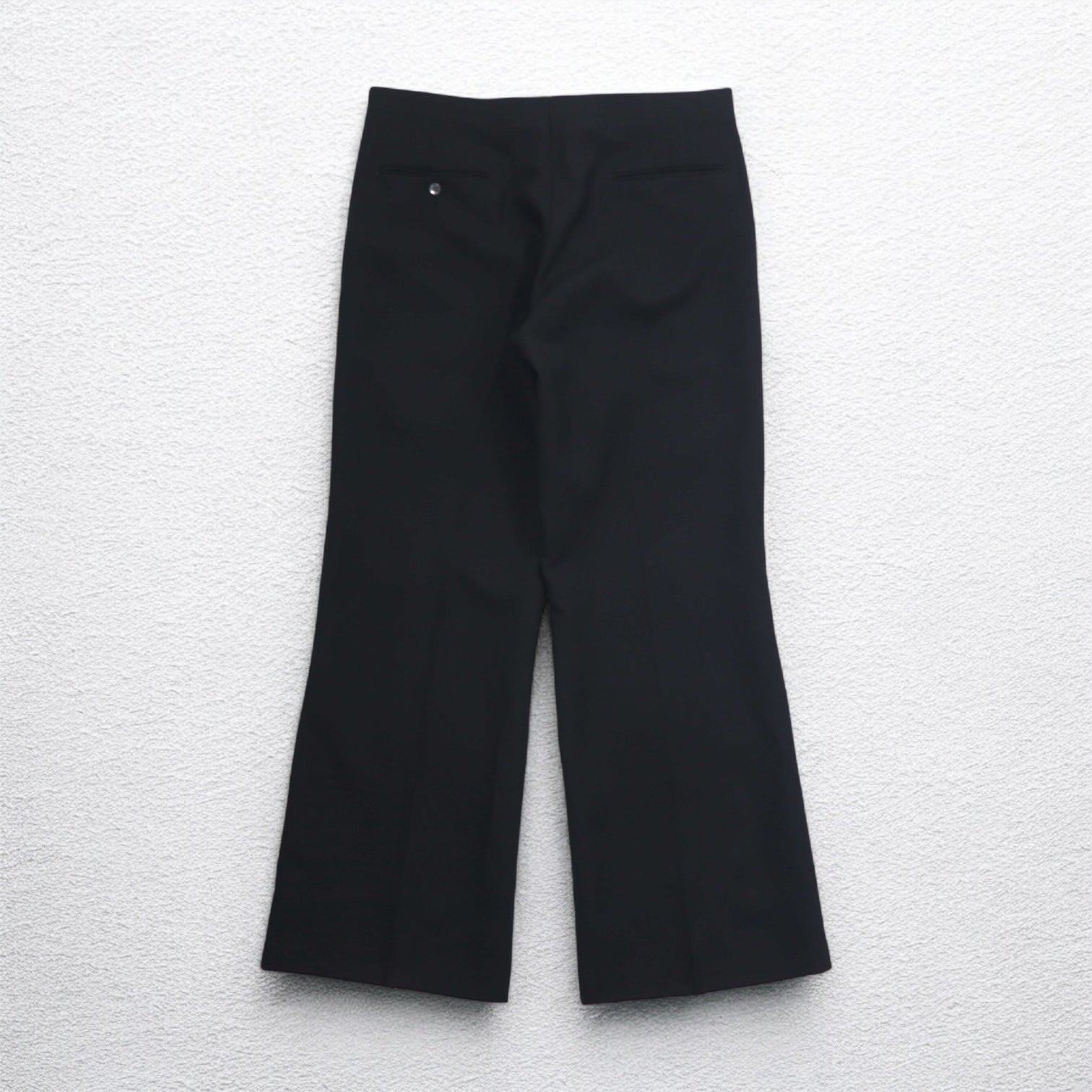 Pantalone vintage anni '70 a zampa d'elefante con piega centrale, taglia L, nero, cerniera Rocket TALON