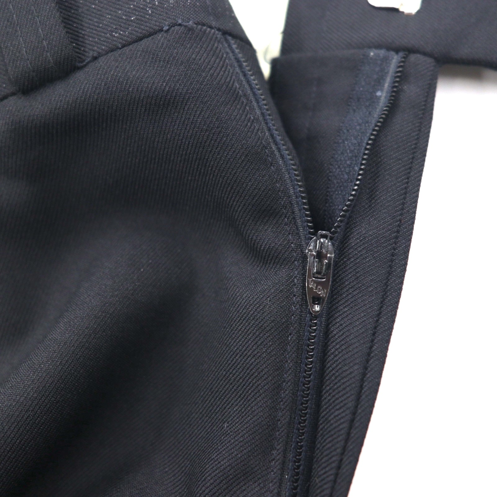 Pantalone vintage anni '70 a zampa d'elefante con piega centrale, taglia L, nero, cerniera Rocket TALON