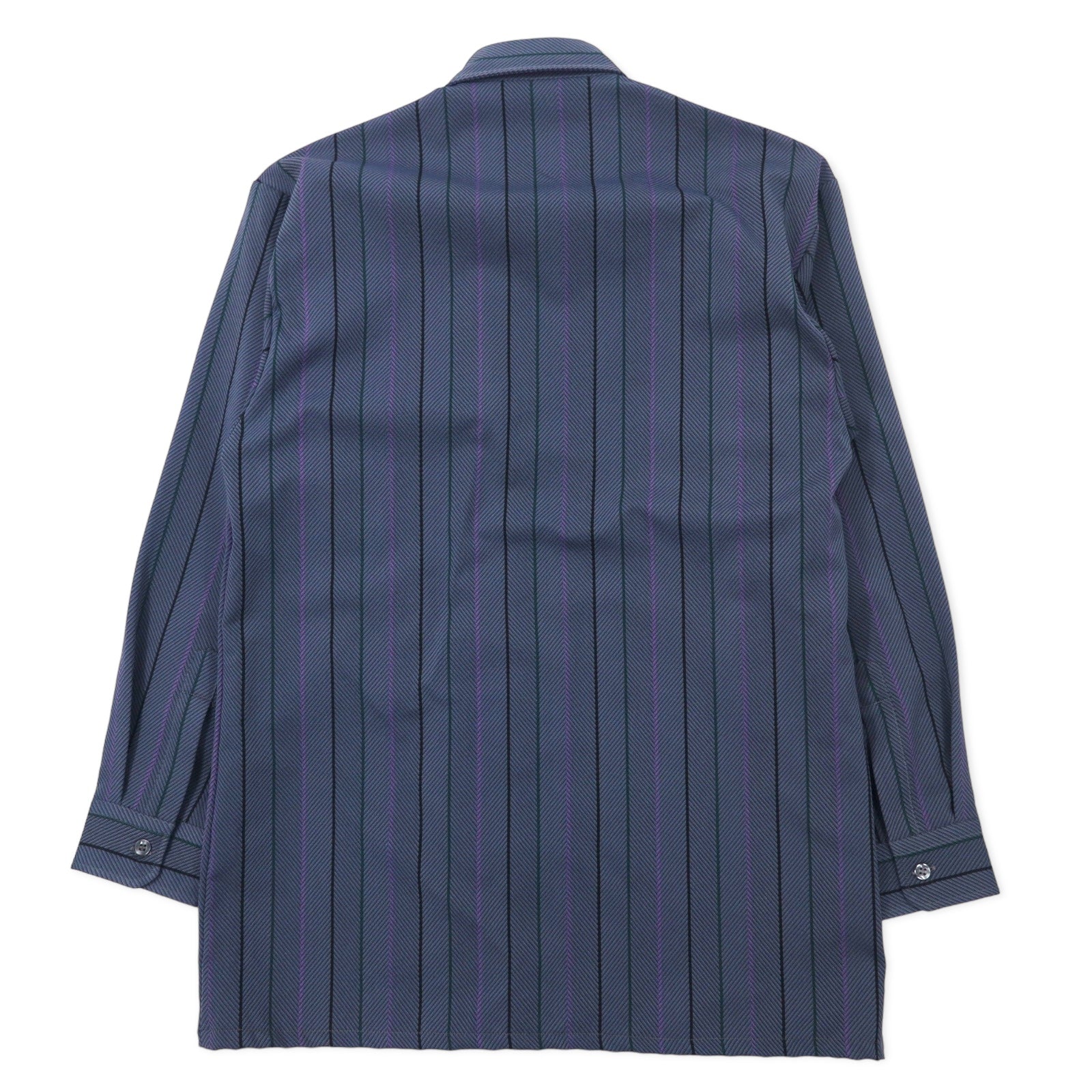 Camicia in poliestere LUCKY GENT, taglia M, blu navy a righe fantasia, made in Japan