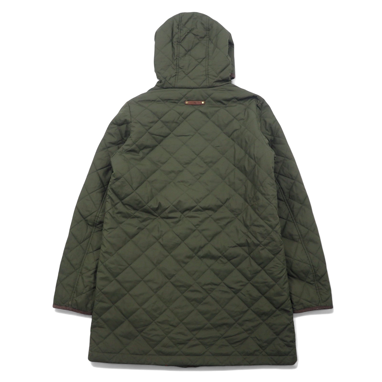 LAUREN RALPH LAUREN Giacca Cappotto Trapuntata con Cappuccio L Kaki Poliestere Fodera con Stampa a Fantasia di Sciarpe
