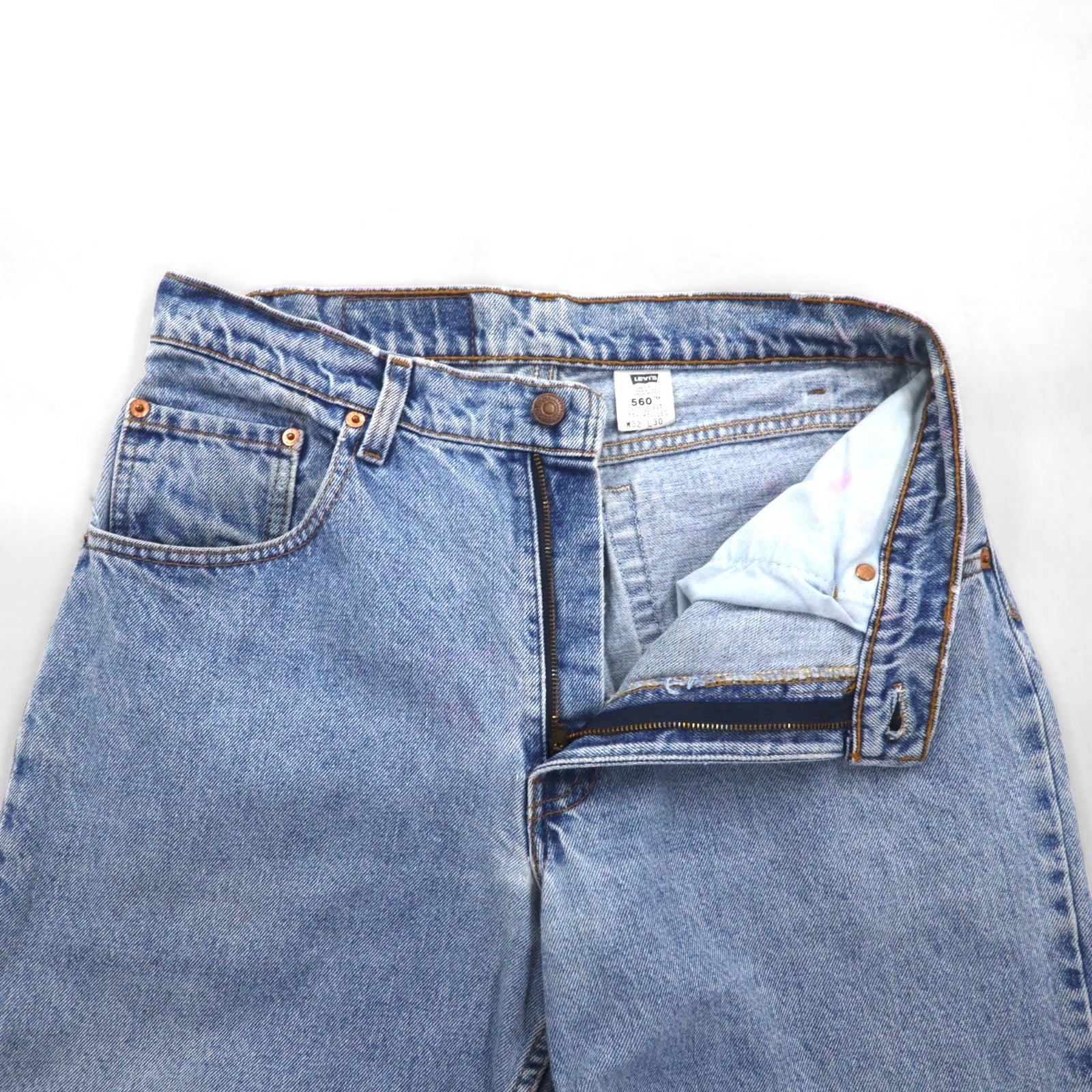 Levi's anni '90, Made in USA, 560 Loose Fit Tapered Jeans, M, Indigo Blue, chiusura a cerniera, 560-4891