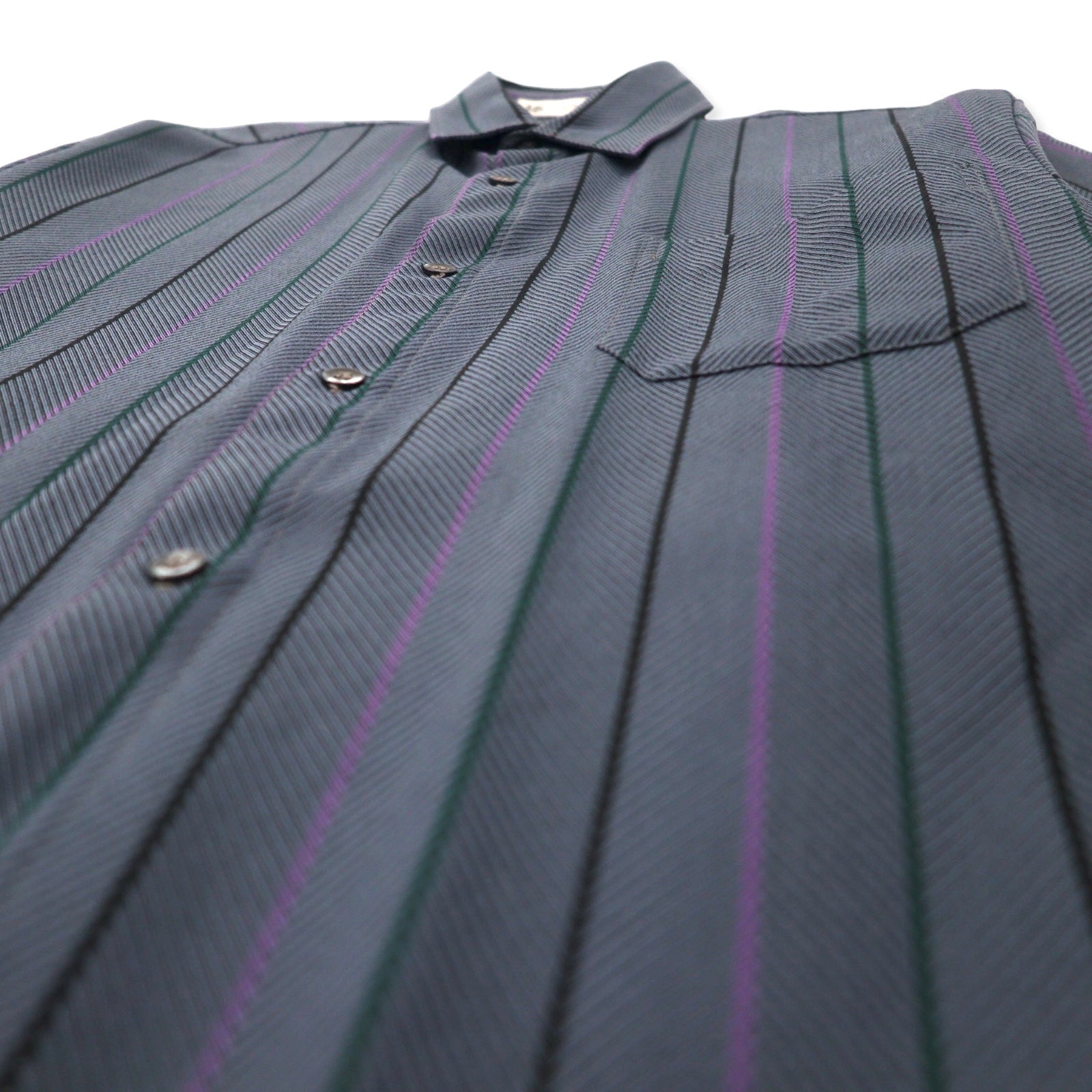 Camicia in poliestere LUCKY GENT, taglia M, blu navy a righe fantasia, made in Japan