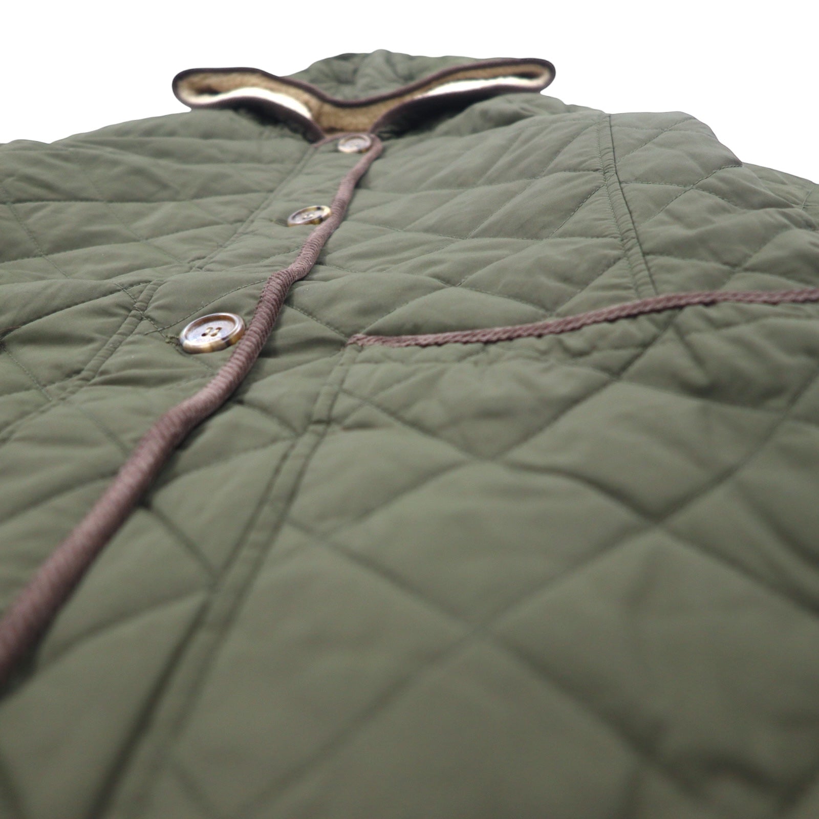 LAUREN RALPH LAUREN Giacca Cappotto Trapuntata con Cappuccio L Kaki Poliestere Fodera con Stampa a Fantasia di Sciarpe