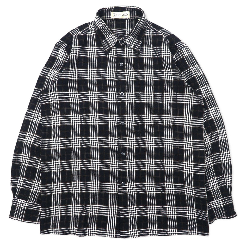 LINFORD フランネルシャツ M ブラック チェック ウール シルク混 日本製