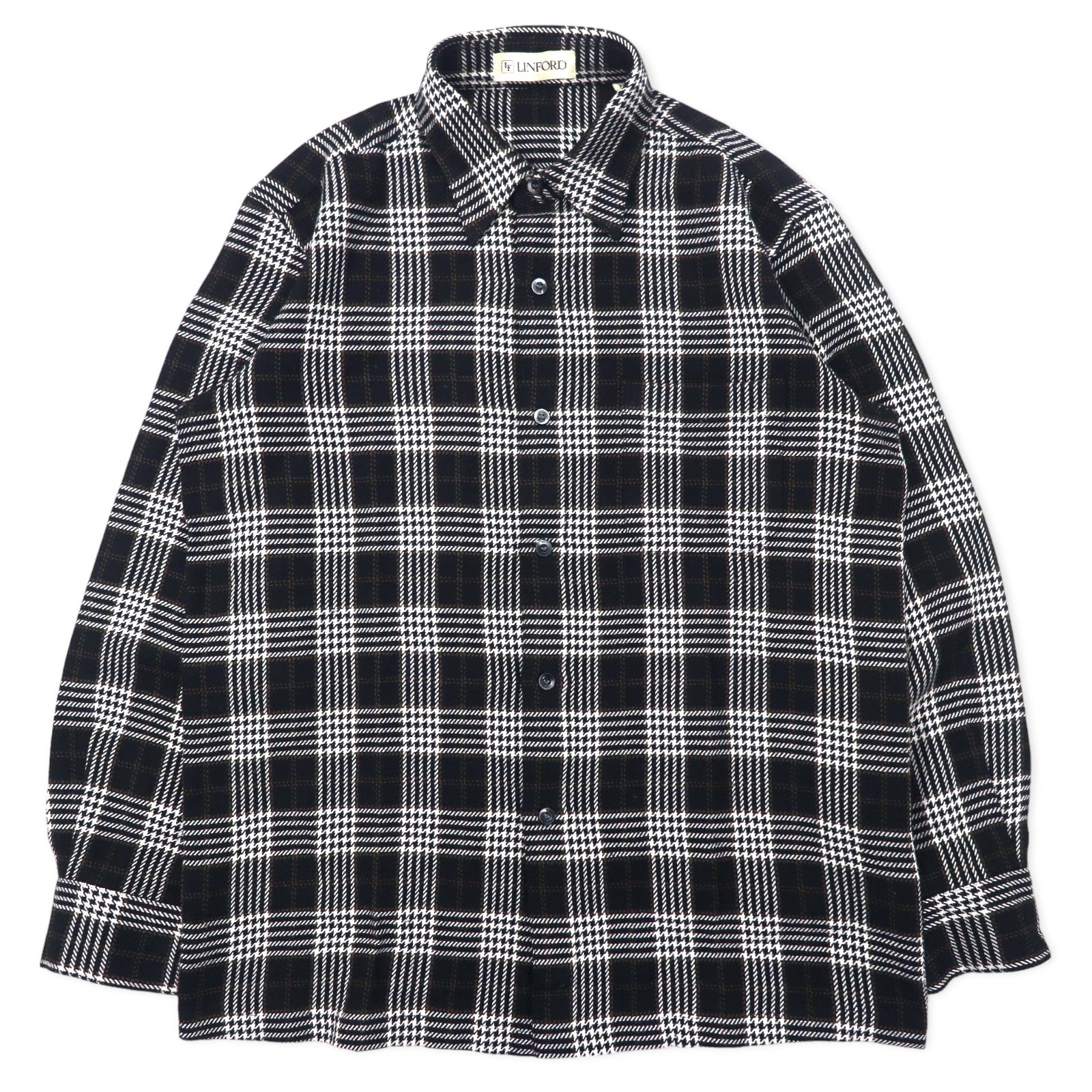 LINFORD Camicia di flanella M Nera a quadri Lana e seta Made in Japan
