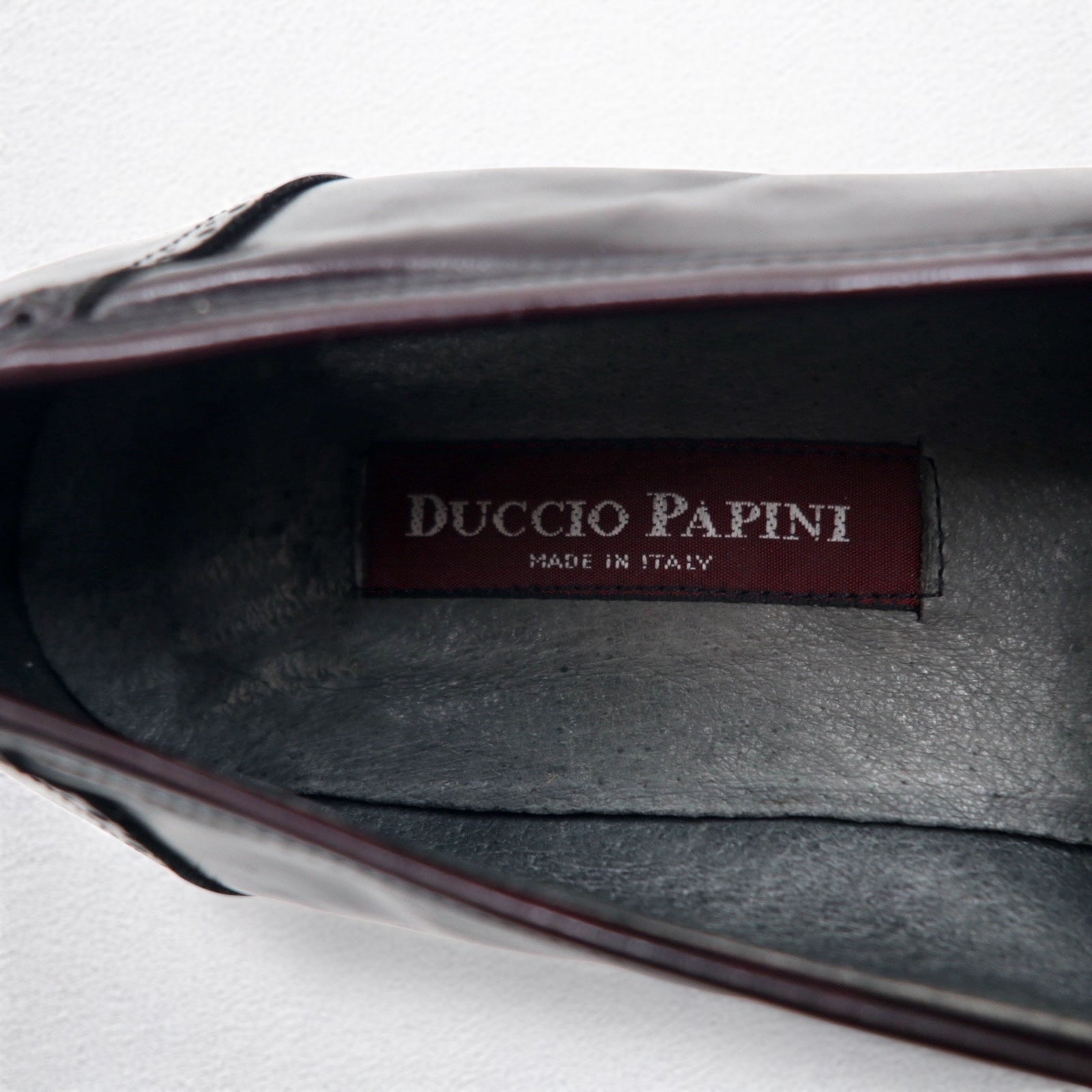 DUCCIO PAPINI Mocassini con nappe a medaglione Made in Italy 28 cm bordeaux in pelle