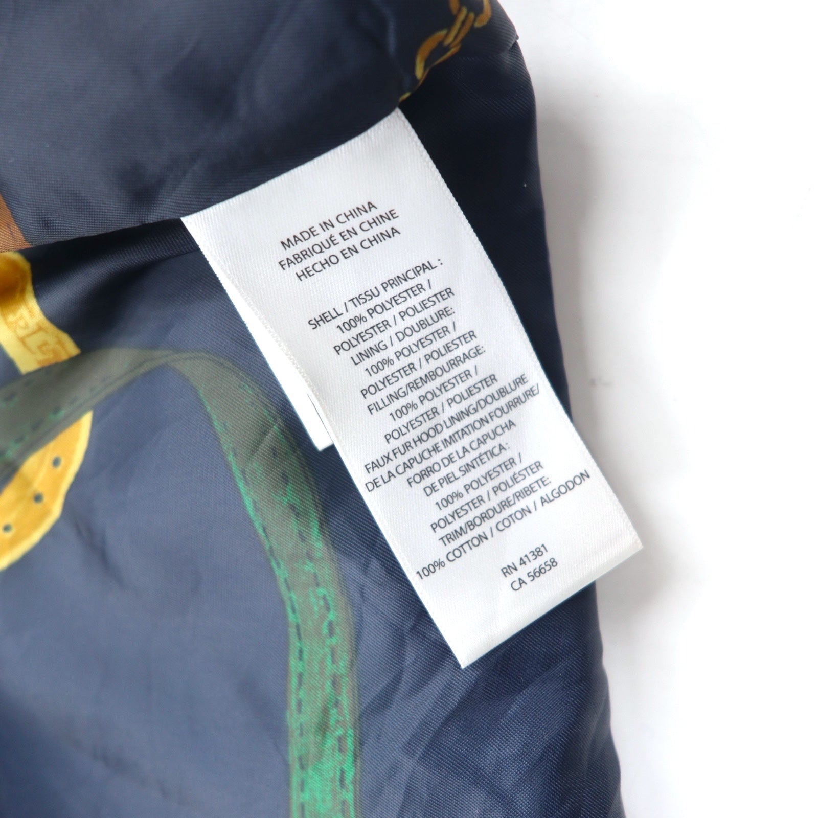 LAUREN RALPH LAUREN Giacca Cappotto Trapuntata con Cappuccio L Kaki Poliestere Fodera con Stampa a Fantasia di Sciarpe