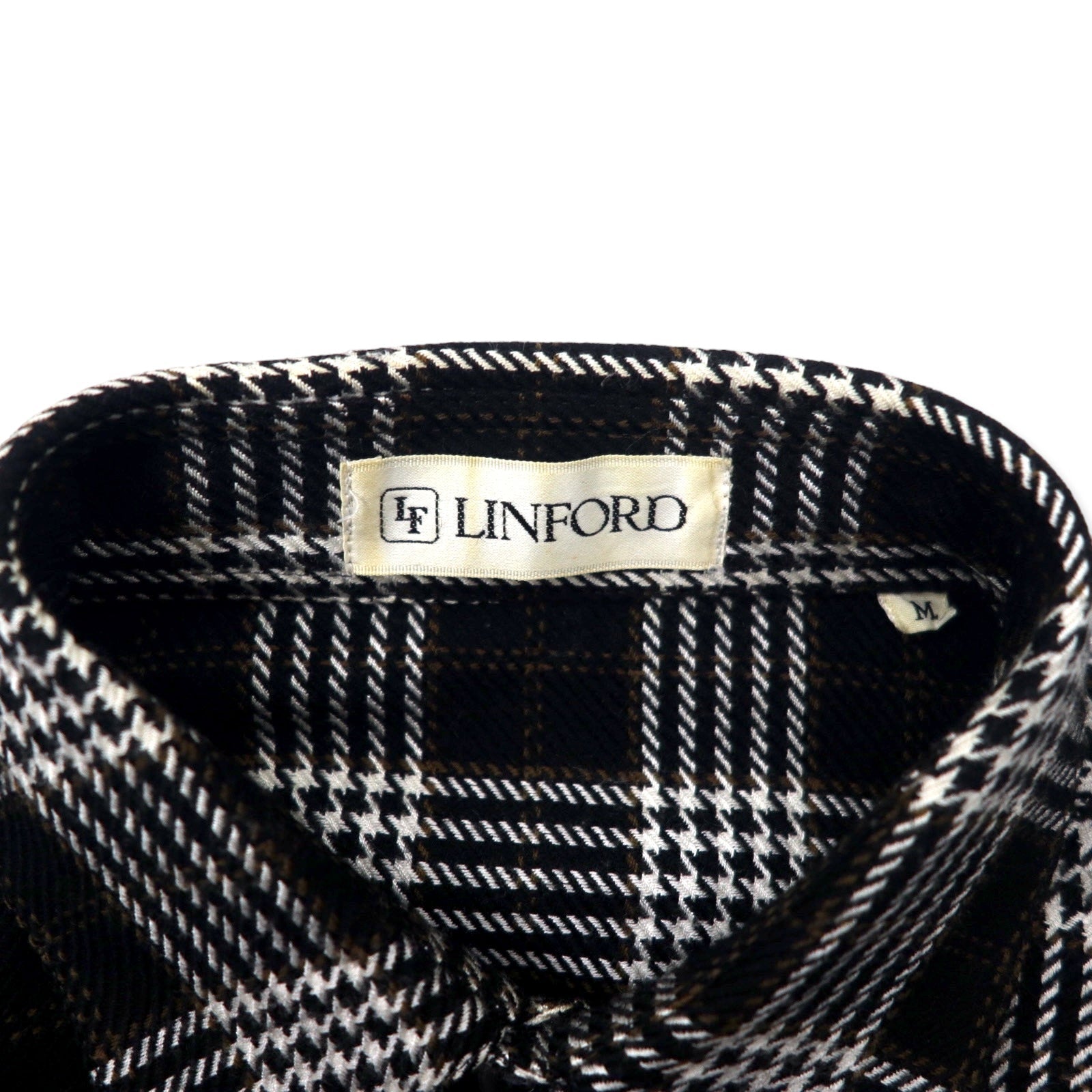 LINFORD Camicia di flanella M Nera a quadri Lana e seta Made in Japan