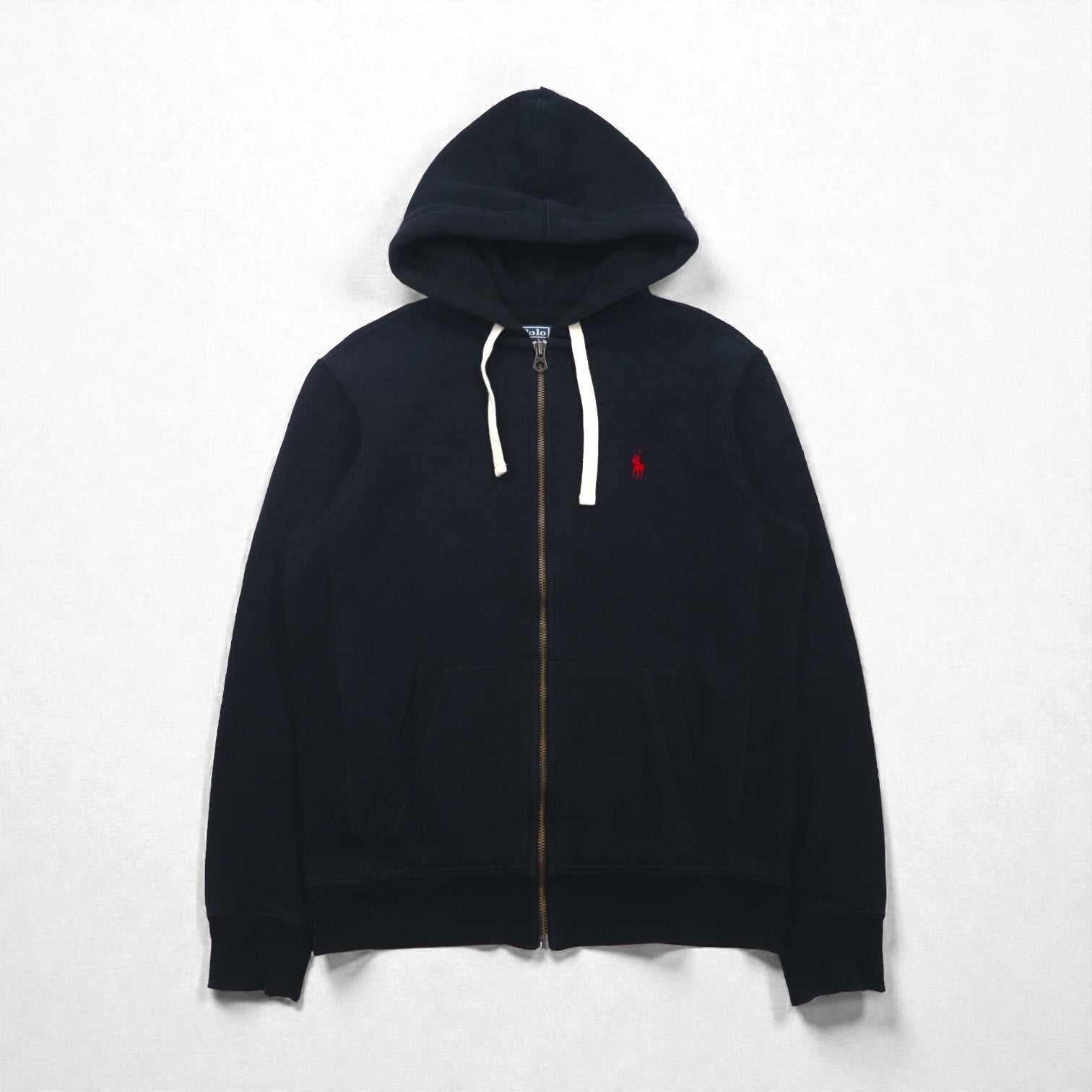 Polo Ralph Lauren 90年代 リバースウィーブ ジップパーカー M ブラック スモールポニー 刺繡 ロゴ