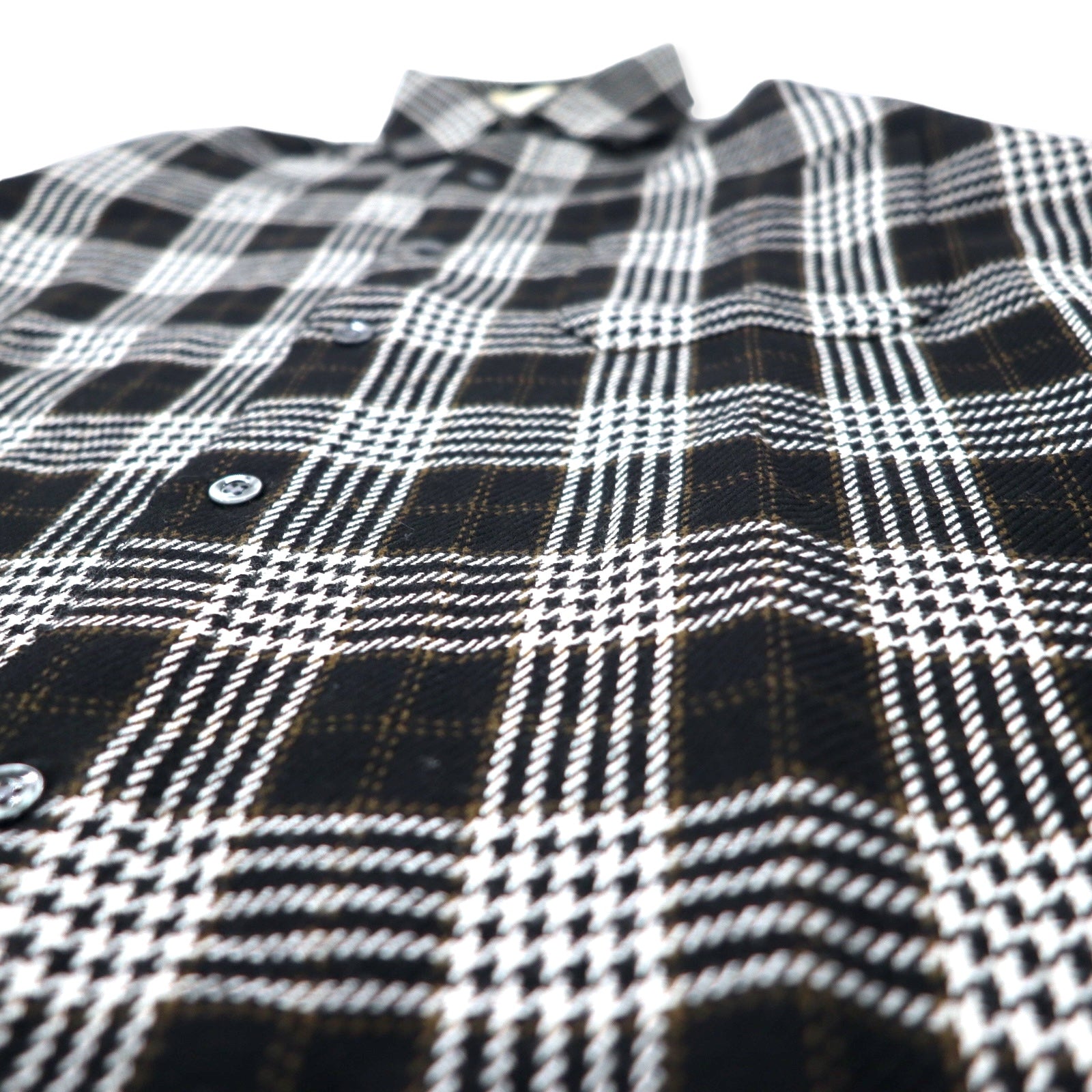 LINFORD Camicia di flanella M Nera a quadri Lana e seta Made in Japan