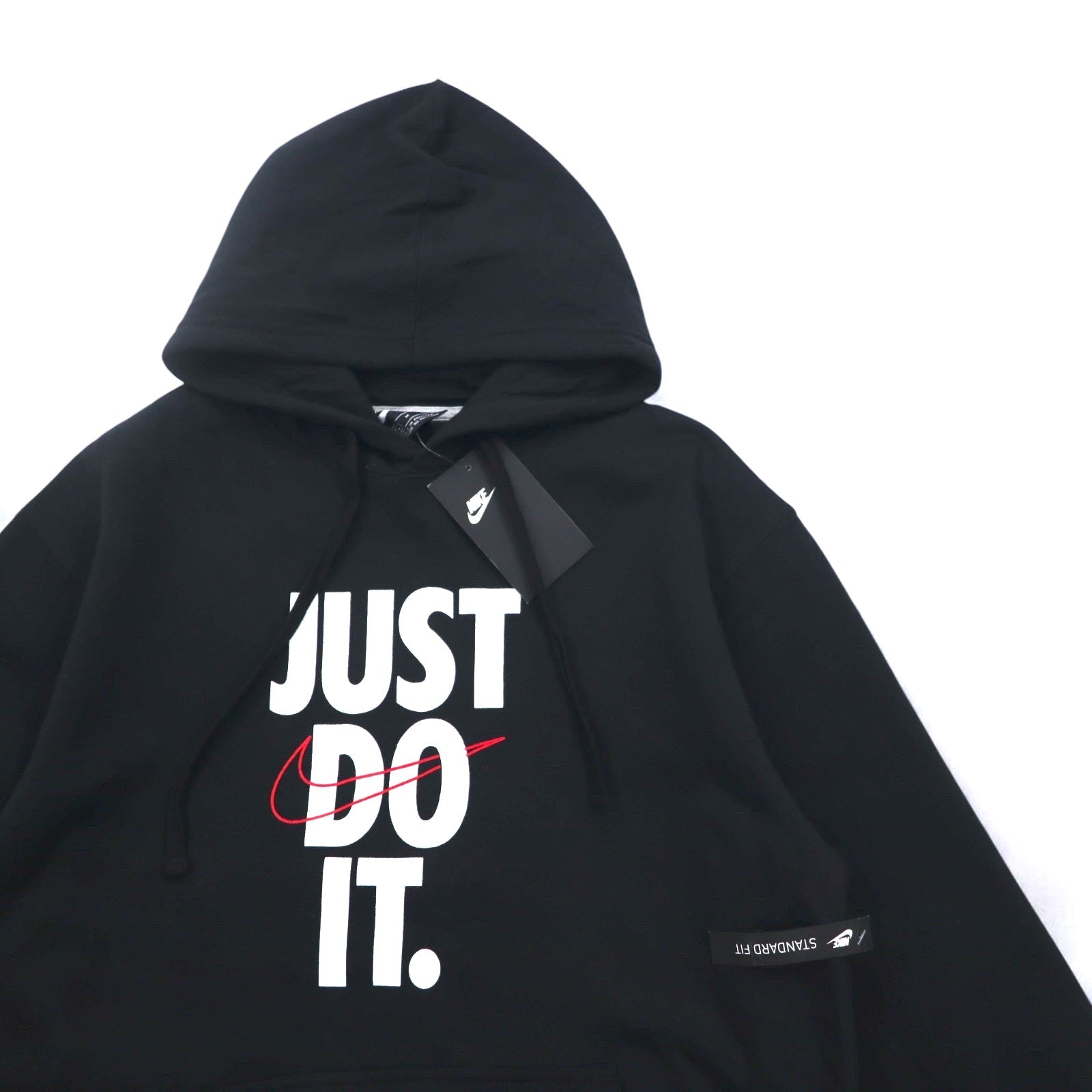 NIKE Felpa con cappuccio pullover M Nera JUST DO IT HOODIE 928717-010 Made in Pakistan Articolo non usato
