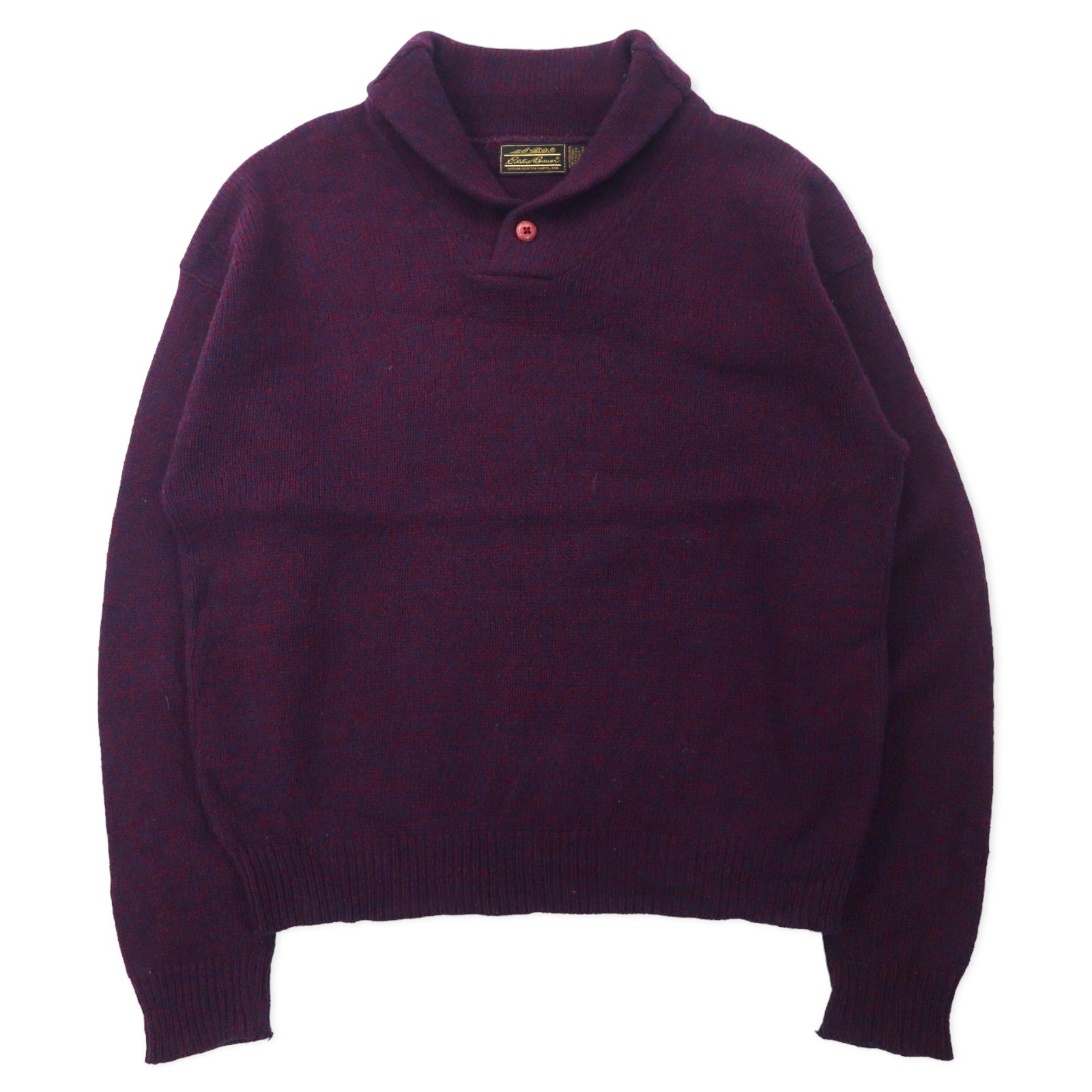 Eddie Bauer USA, anni '90, maglione in maglia collo a scialle, XL, viola, lana, etichetta nera, taglia grande