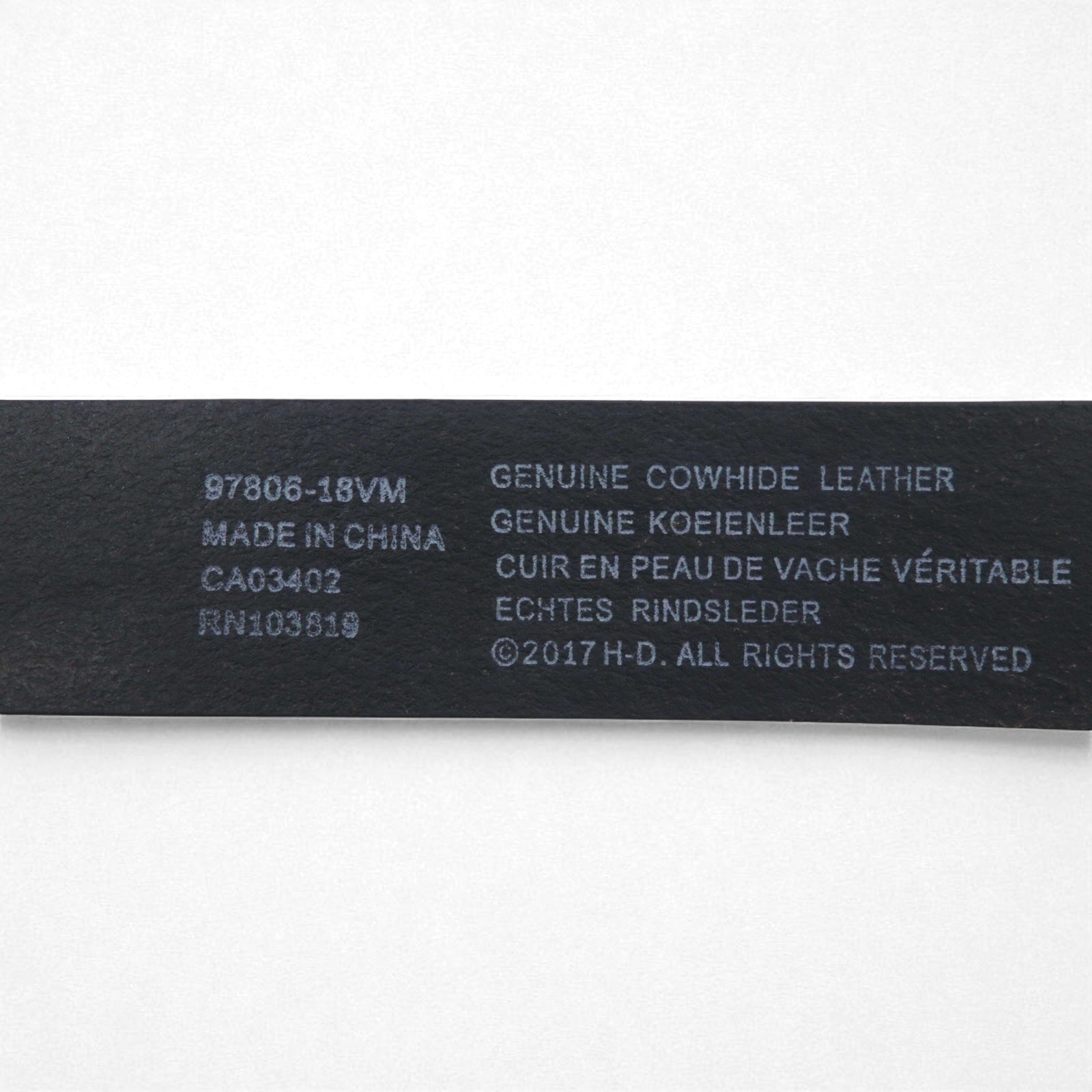 HARLEY DAVIDSON Cintura in pelle 38 Nera, in pelle bovina, fibbia in metallo argentato 97806-18VM