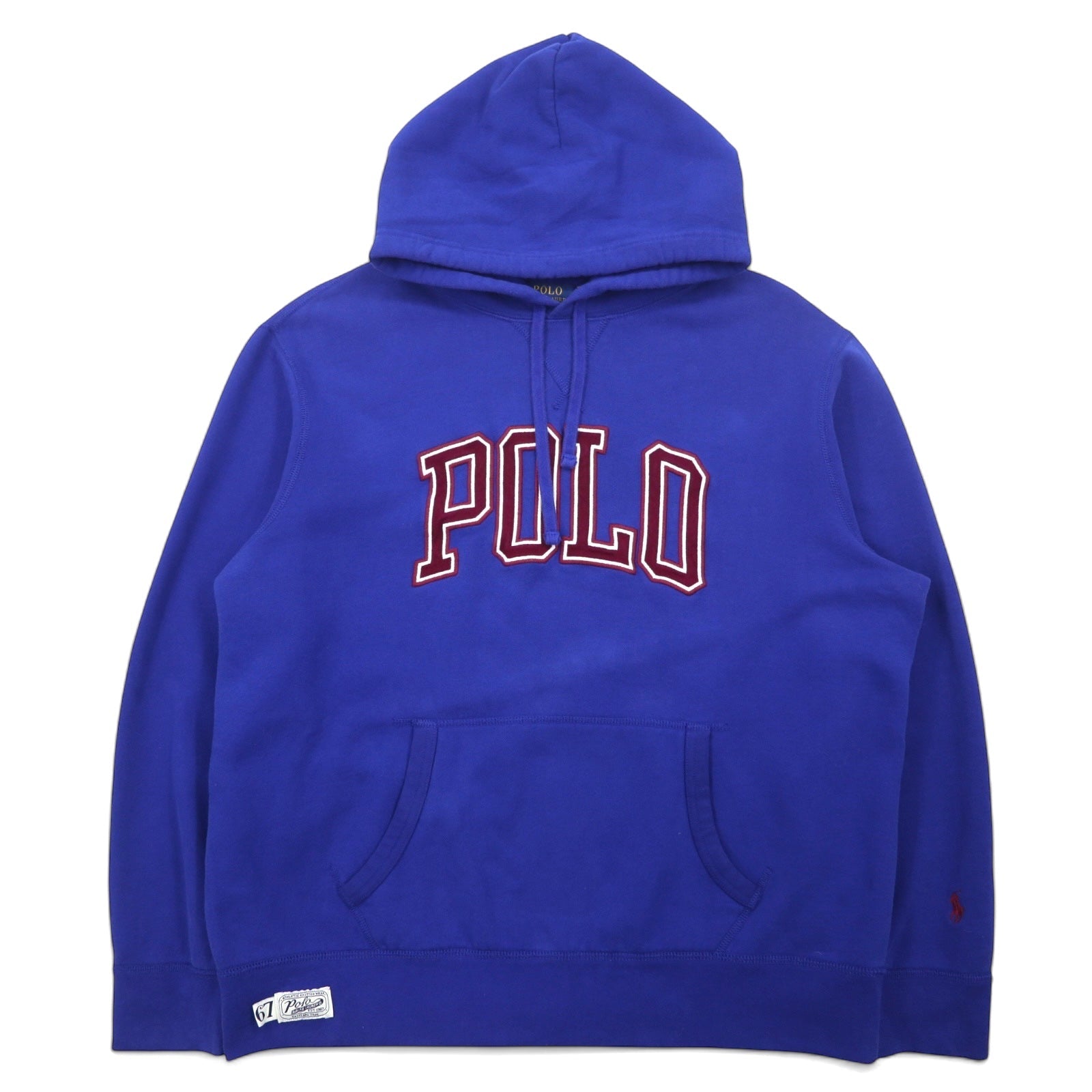 POLO RALPH LAUREN felpa con cappuccio ricamata con logo, taglia XL, blu, in cotone