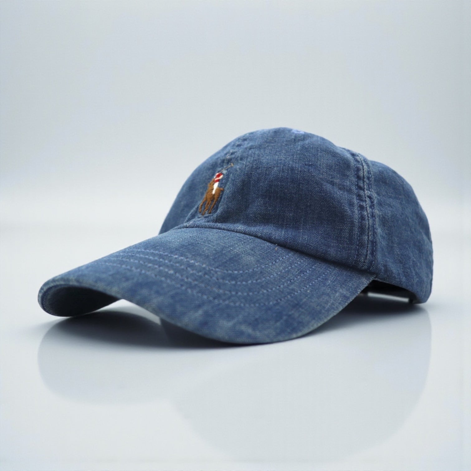 Polo Ralph Lauren デニム ベースボール キャップ ブルー コットン スモールポニー刺繡
