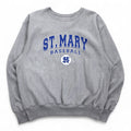 Champion Premium Reverse Weave felpa L grigia, felpata, stampa college ST. MARY BASEBALL a 3 livelli, logo ad arco, made in El Salvador