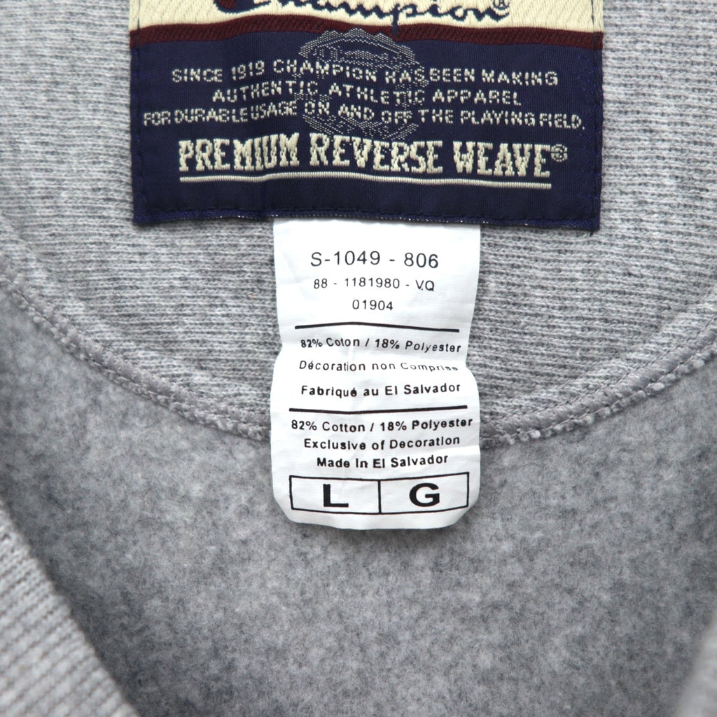 Champion Premium Reverse Weave felpa L grigia, felpata, stampa college ST. MARY BASEBALL a 3 livelli, logo ad arco, made in El Salvador