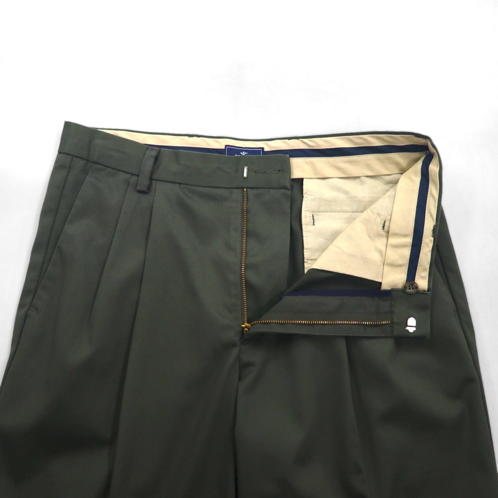 DOCKERS ( Levi's ) クラシックフィット 2タック ワイド スラックスパンツ L カーキ コットン