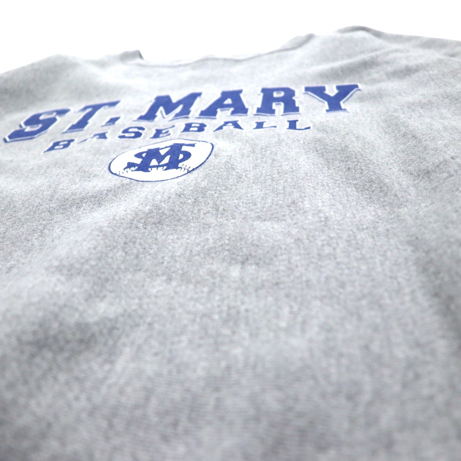 Champion Premium Reverse Weave felpa L grigia, felpata, stampa college ST. MARY BASEBALL a 3 livelli, logo ad arco, made in El Salvador