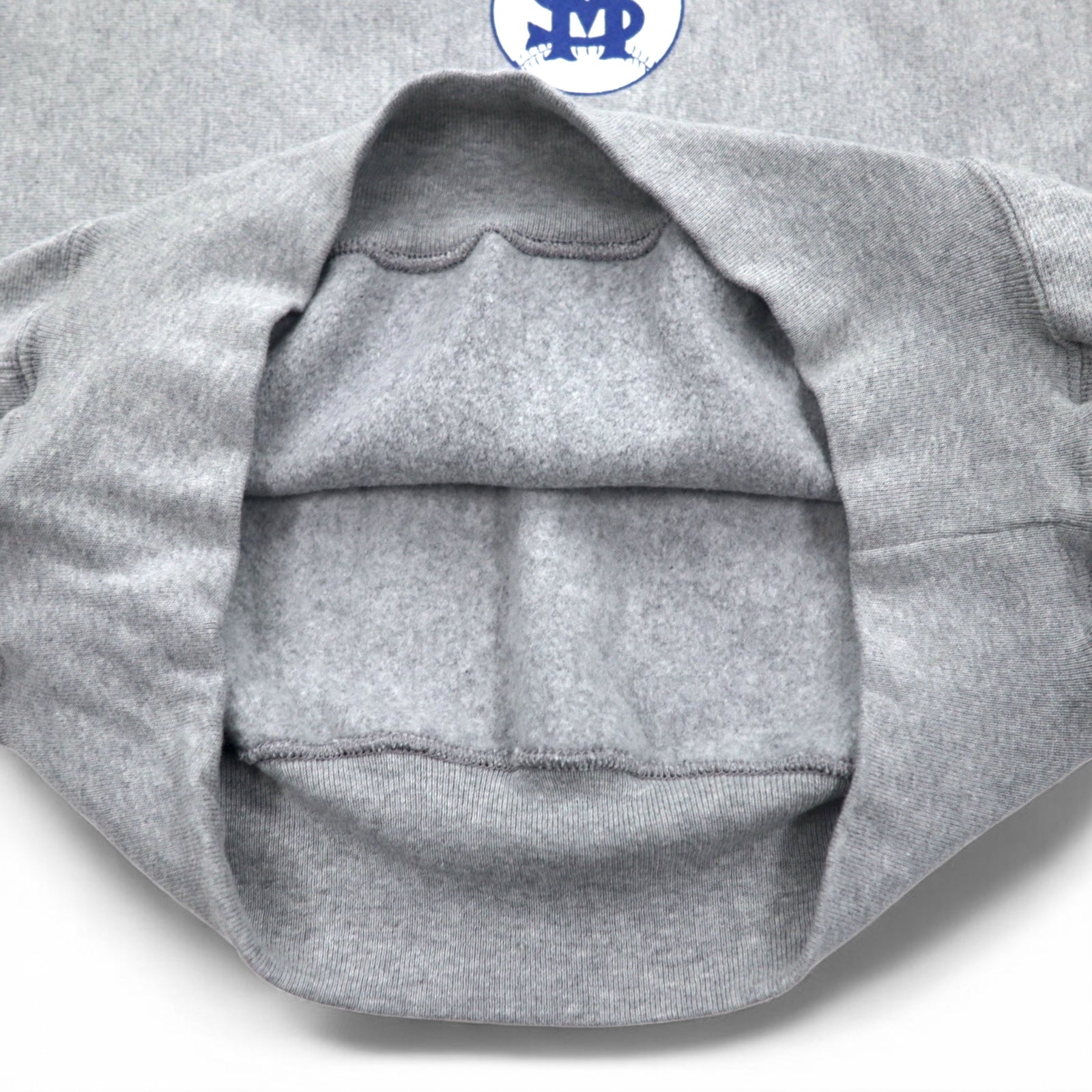 Champion Premium Reverse Weave felpa L grigia, felpata, stampa college ST. MARY BASEBALL a 3 livelli, logo ad arco, made in El Salvador