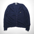 IZOD LACOSTE 70年代 糸巻きタグ アクリルニット カーディガン L ネイビー ワンポイントロゴ